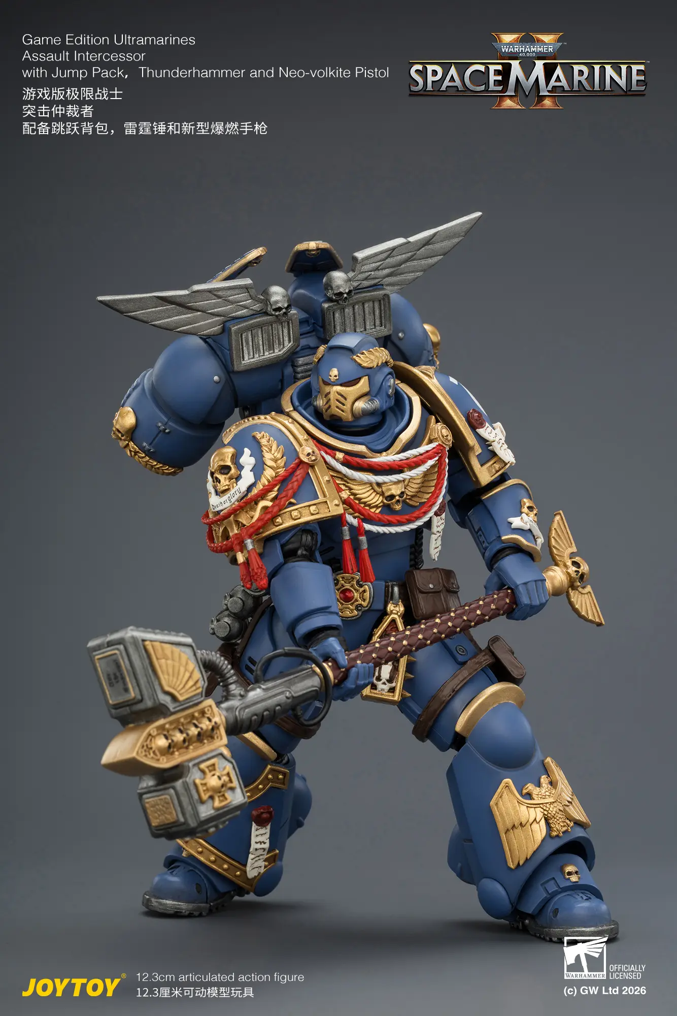 Action Figure - Game Edition Ultramarines Assault Intercessor with Jump Pack, Thunderhammer and Neo-volkite Pistol 1 18 - JOYTOY Warhammer 40K rectangle image 7 Action Figure Game Edition Ultramarines Assault Intercessor With Jump Pack, Thunderhammer And Neo Volkite Pistol 1 18 Joytoy Warhammer 40k Rectangle Image 7