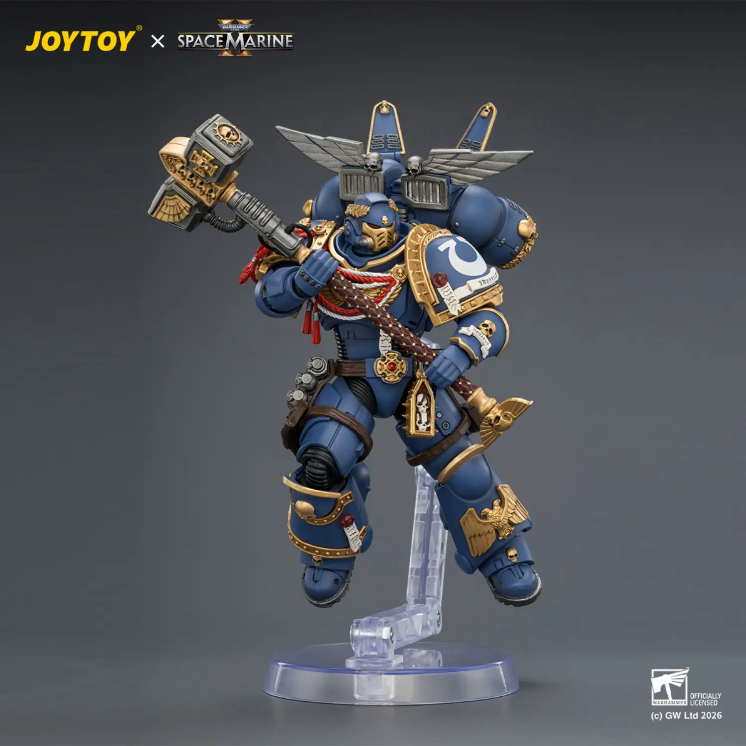 Action Figure - Game Edition Ultramarines Assault Intercessor with Jump Pack, Thunderhammer and Neo-volkite Pistol on display stand 1 18 - JOYTOY Warhammer 40K Action Figure Game Edition Ultramarines Assault Intercessor With Jump Pack, Thunderhammer And Neo Volkite Pistol On Display Stand 1 18 Joytoy Warhammer 40k