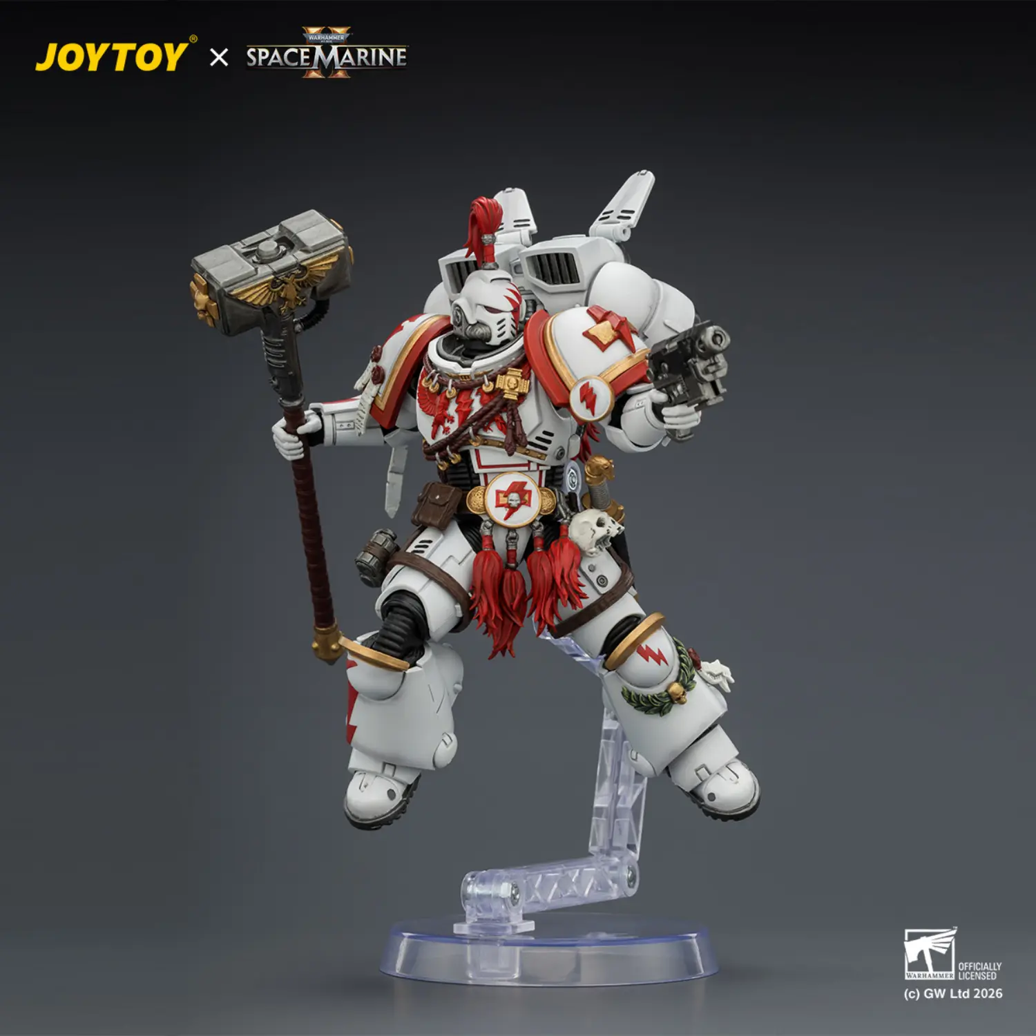 Action Figure - Game Edition White Scars Assault Intercessor Champion with Thunder Hammer and Bolt Pistol on display stand 1 18 - JOYTOY Warhammer 40K Action Figure Game Edition White Scars Assault Intercessor Champion With Thunder Hammer And Bolt Pistol On Display Stand 1 18 Joytoy Warhammer 40k