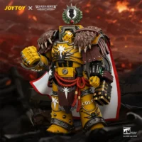 Action Figure Imperial Fists Lord Castellan Evander Garrius, The Tyrant Of Cthonia With The Subjugator And Incineratus 1 18 Jotyoy Warhammer The Horus Heresy And 40k In Dark Red Backgrond
