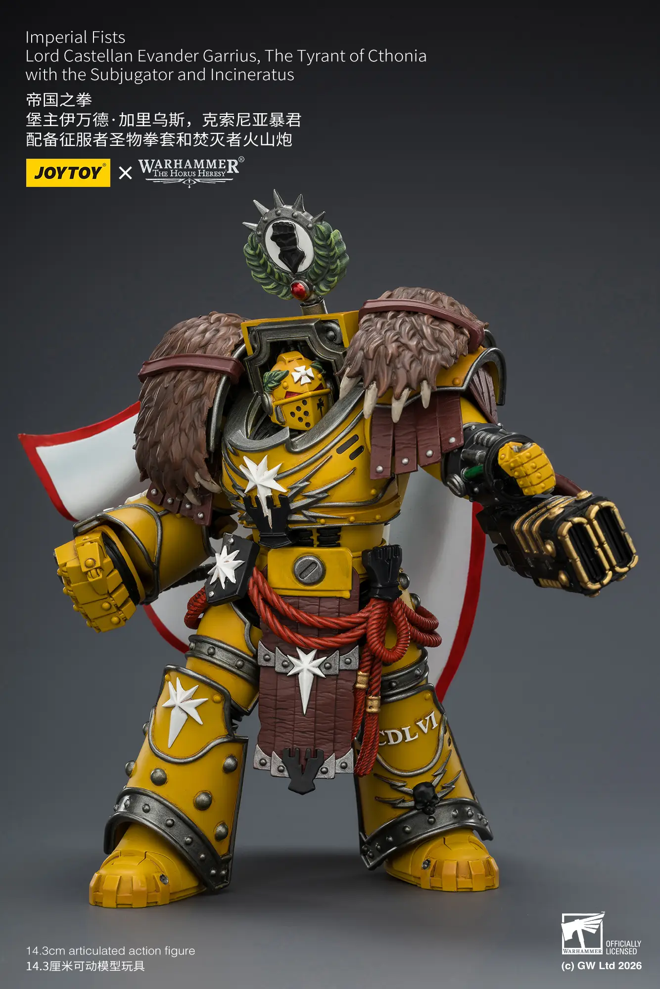 Action Figure Imperial Fists Lord Castellan Evander Garrius, The Tyrant Of Cthonia With The Subjugator And Incineratus 1 18 Jotyoy Warhammer The Horus Heresy And 40k Rectangle Image 4