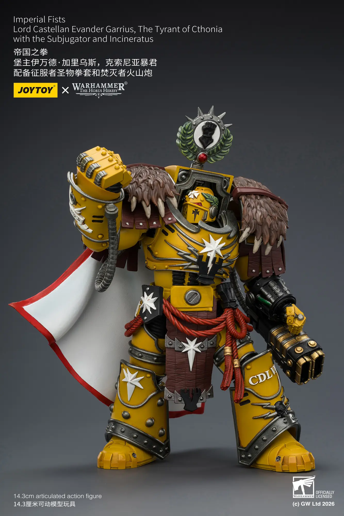 Action Figure Imperial Fists Lord Castellan Evander Garrius, The Tyrant Of Cthonia With The Subjugator And Incineratus 1 18 Jotyoy Warhammer The Horus Heresy And 40k Rectangle Image 5
