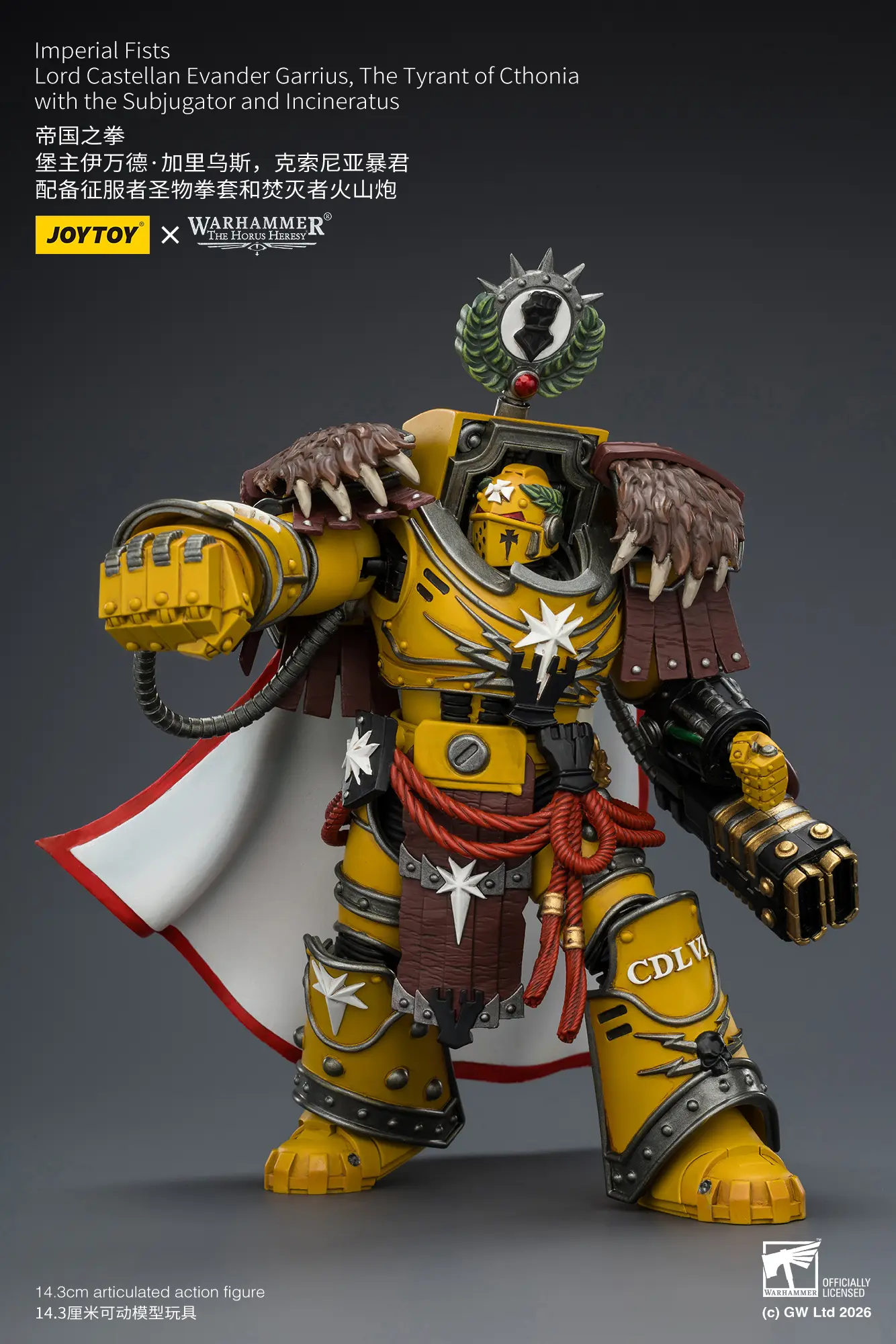 Action Figure Imperial Fists Lord Castellan Evander Garrius, The Tyrant Of Cthonia With The Subjugator And Incineratus 1 18 Jotyoy Warhammer The Horus Heresy And 40k Rectangle Image 6