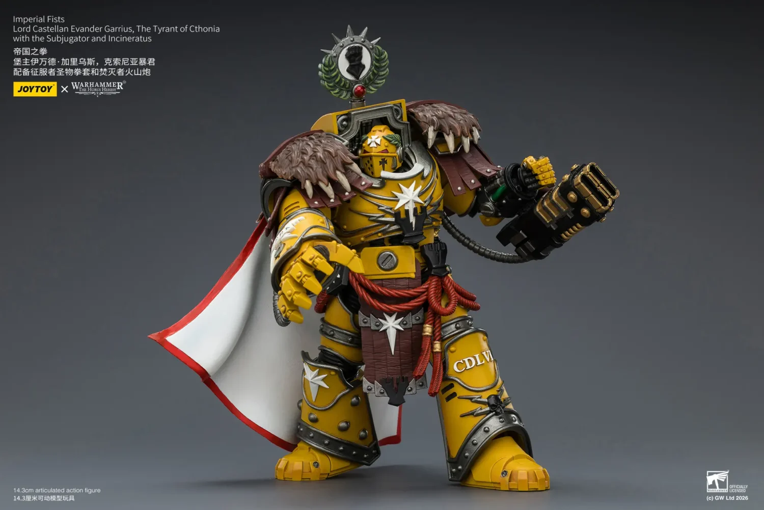 Action Figure Imperial Fists Lord Castellan Evander Garrius, The Tyrant Of Cthonia With The Subjugator And Incineratus 1 18 Jotyoy Warhammer The Horus Heresy And 40k Rectangle Image 8