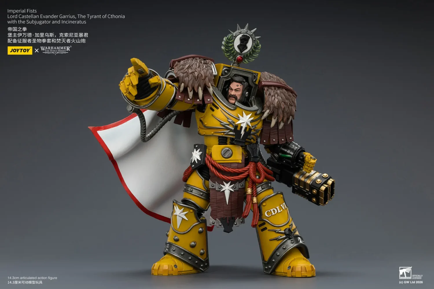 Action Figure Imperial Fists Lord Castellan Evander Garrius, The Tyrant Of Cthonia With The Subjugator And Incineratus 1 18 Jotyoy Warhammer The Horus Heresy And 40k Rectangle Image 9