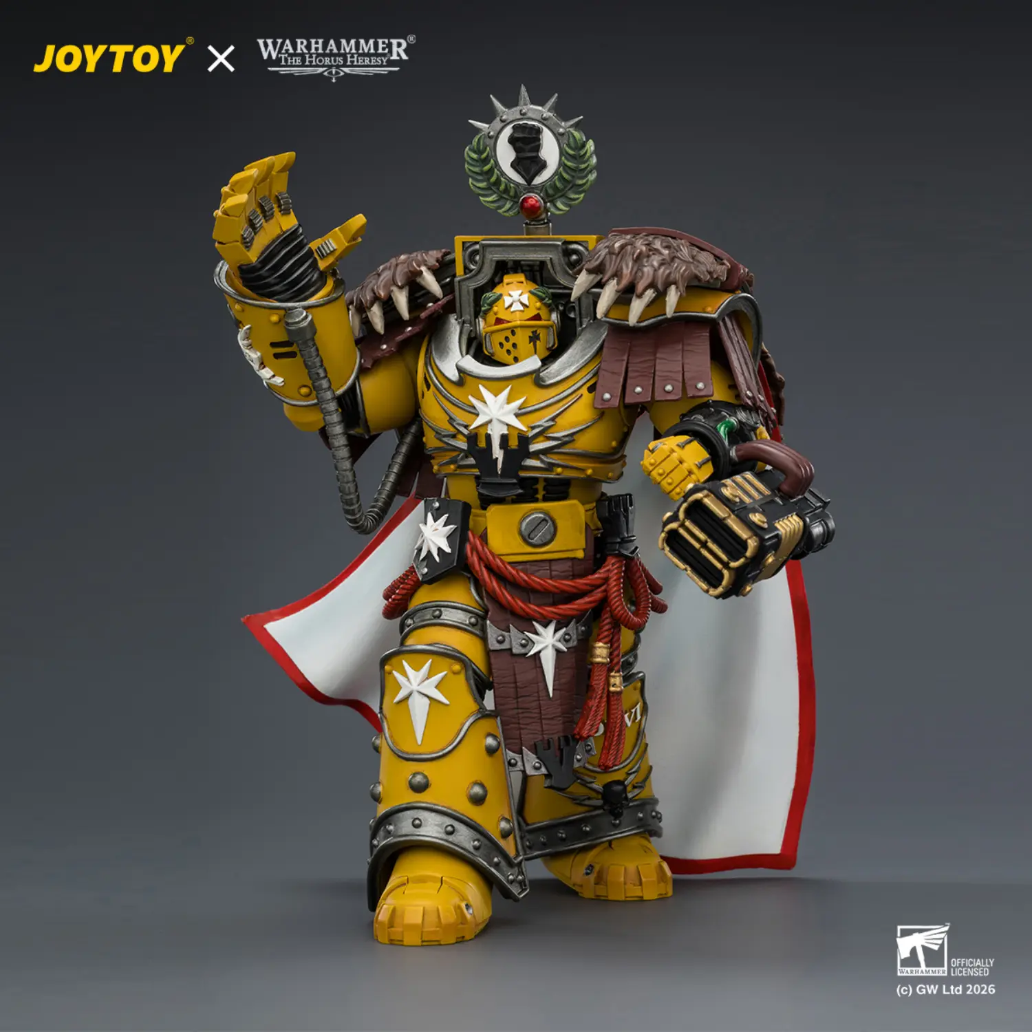 Action Figure Imperial Fists Lord Castellan Evander Garrius, The Tyrant Of Cthonia With The Subjugator And Incineratus 1 18 Jotyoy Warhammer The Horus Heresy And 40k