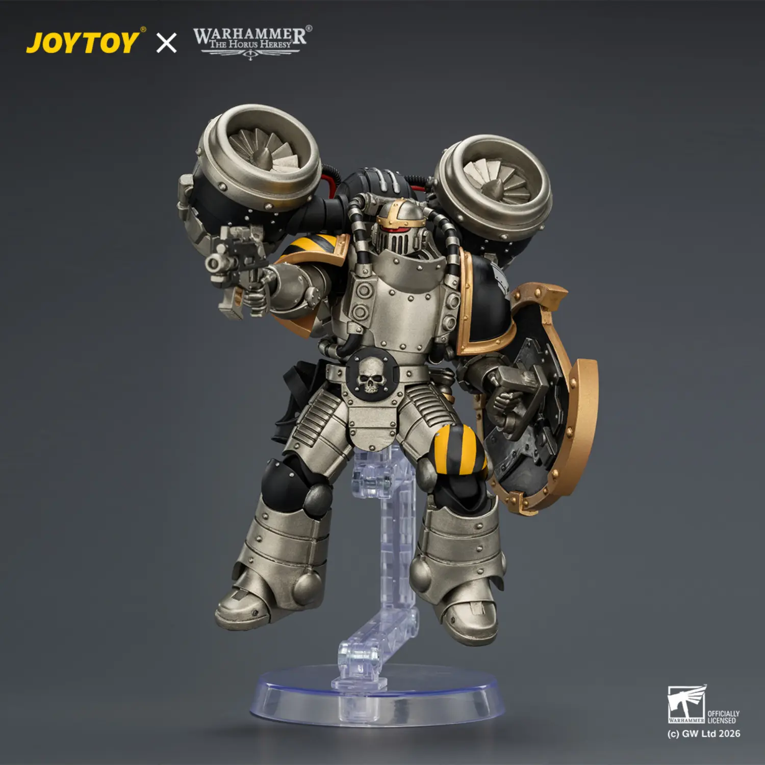 Action Figure - Iron Warriors MKII Assault Legionary 1 with Bolt pistol, Chain axe & Combat shield on display stand 1 18 - JOTYOY Warhammer The Horus Heresy Action Figure Iron Warriors Mkii Assault Legionary 1 With Bolt Pistol, Chain Axe & Combat Shield On Display Stand 1 18 Jotyoy Warhammer The Horus Heresy