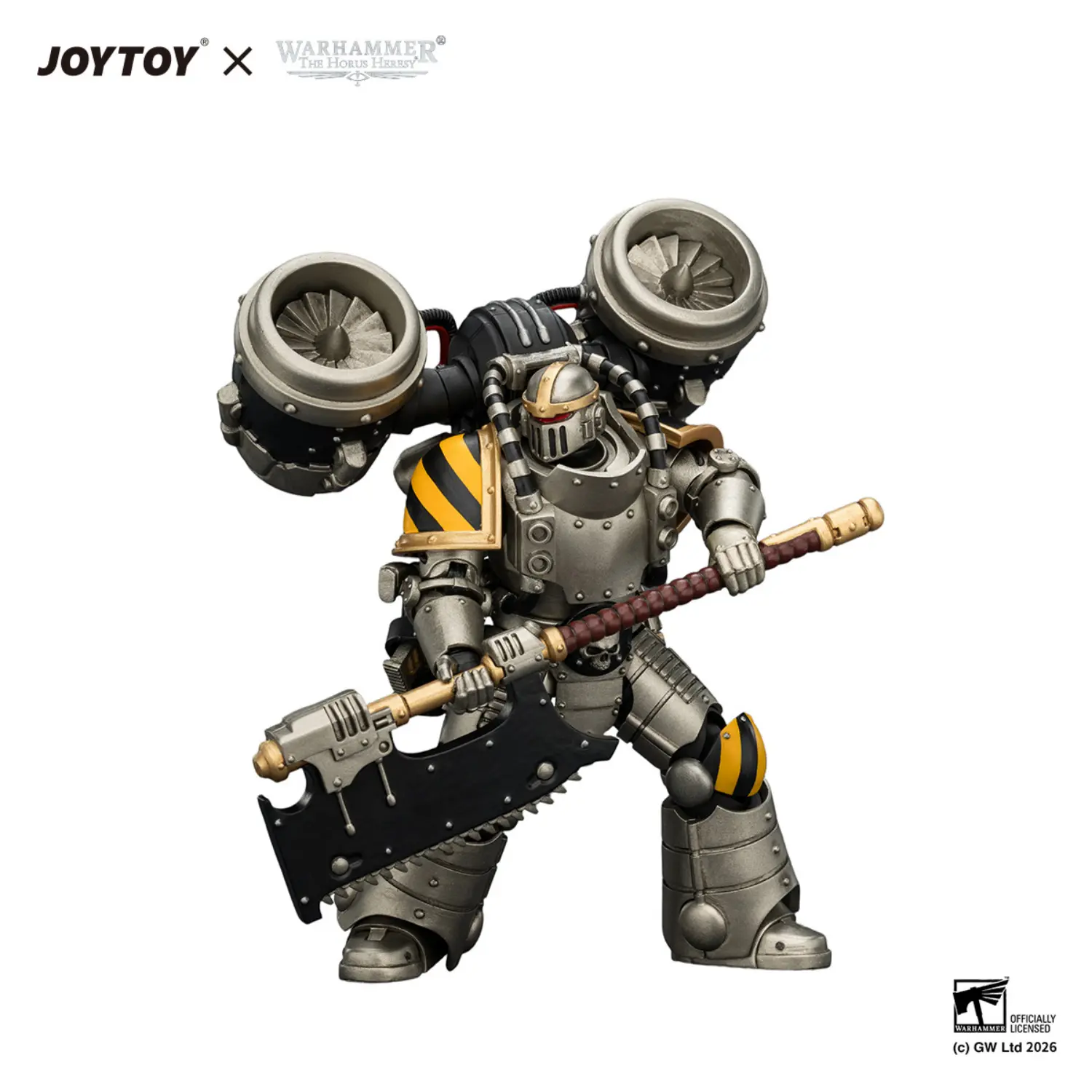 Action Figure Iron Warriors Mkii Assault Legionary 2 With Bolt Pistol & Heavy Chain Axe 1 18 Jotyoy Warhammer The Horus Heresy In White Background 3