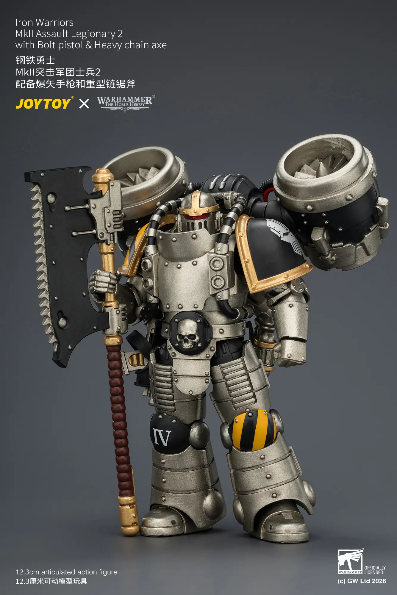 Action Figure Iron Warriors Mkii Assault Legionary 2 With Bolt Pistol & Heavy Chain Axe 1 18 Jotyoy Warhammer The Horus Heresy Rectangle Image 3