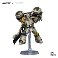 Action Figure Iron Warriors Mkii Assault Legionary 2 With Bolt Pistol & Heavy Chain Axe On Display Stand 1 18 Jotyoy Warhammer The Horus Heresy In White Background