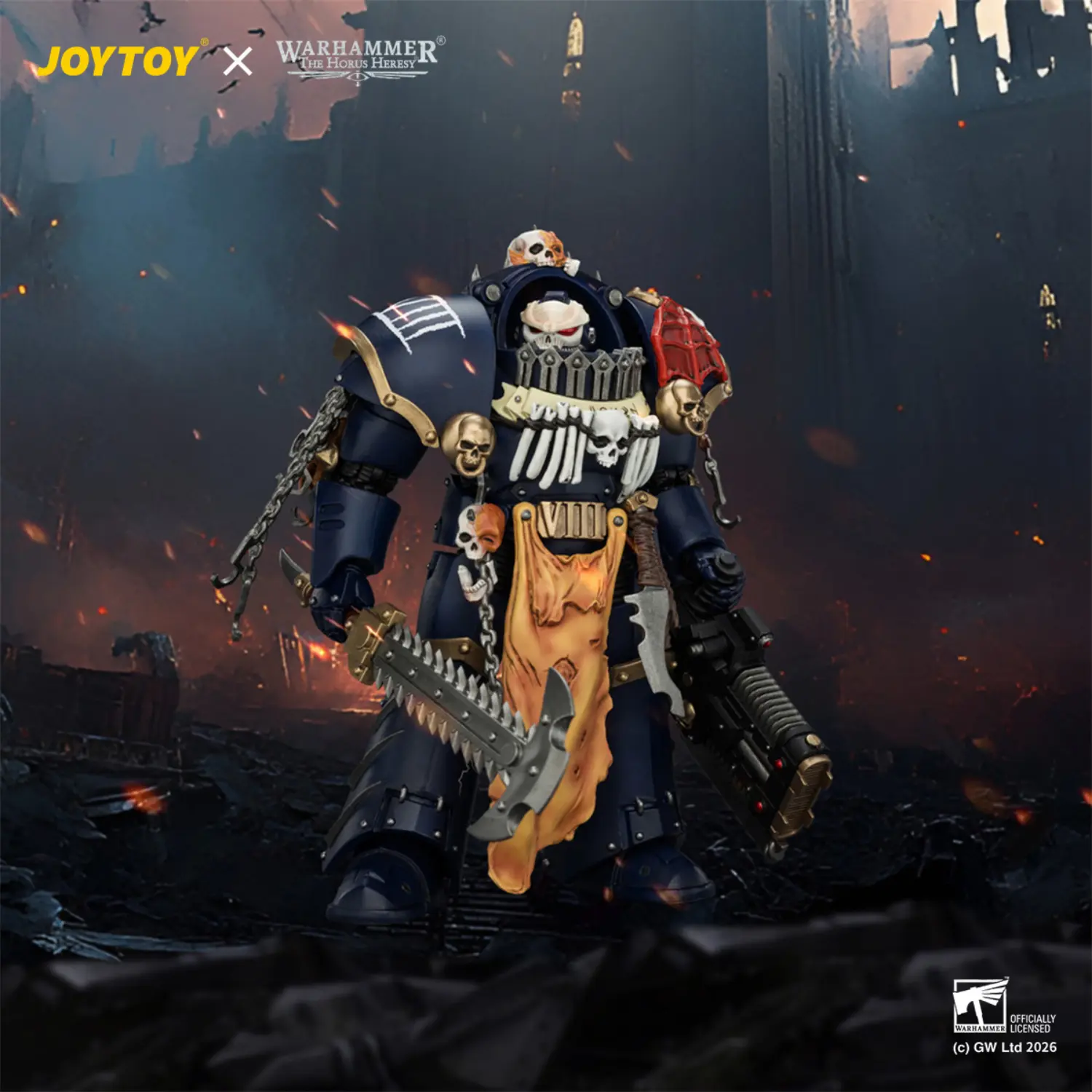Action Figure Night Lords Contekar Terminator 1 1 18 Jotyoy Warhammer The Horus Heresy In Dark Battlefield Background