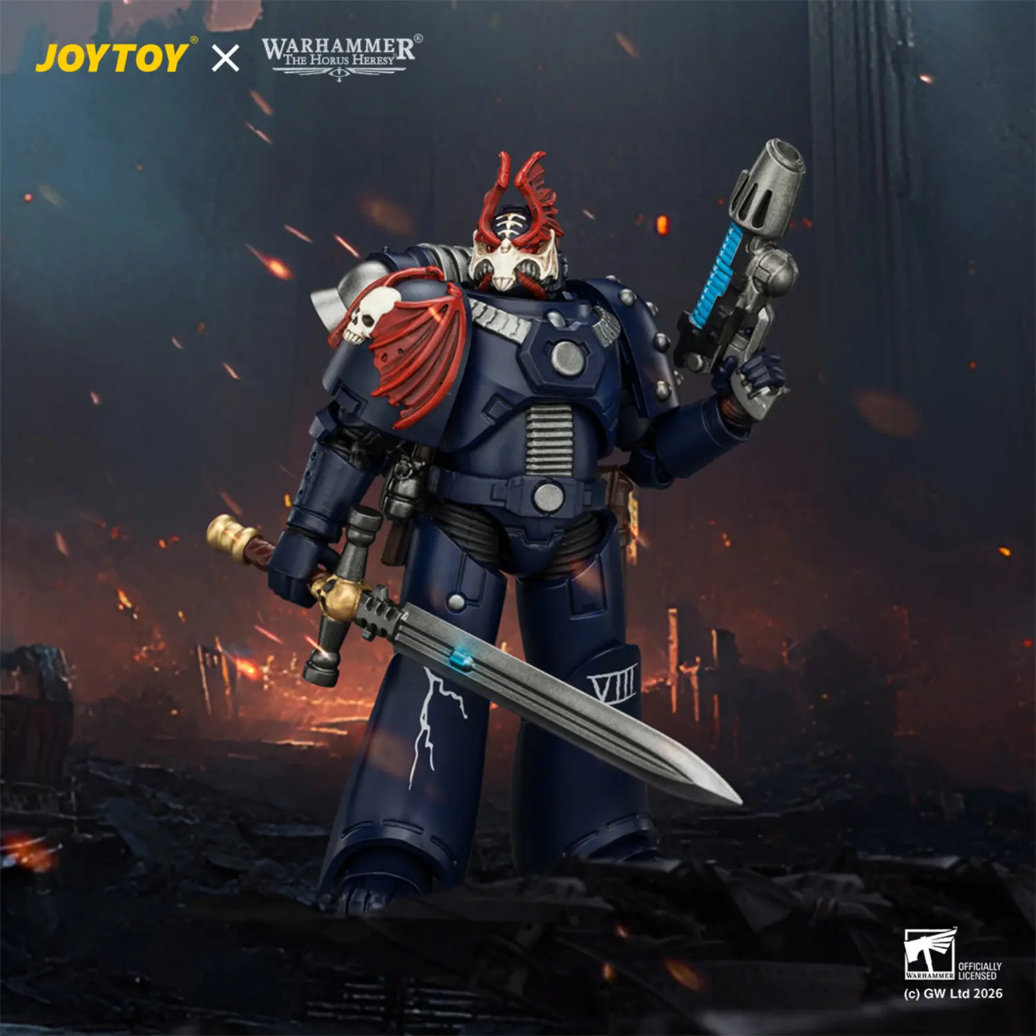 Action Figure - Night Lords MKVI Tactical Legionary 1 18 - JOTYOY Warhammer The Horus Heresy in dark battlefield background Action Figure Night Lords Mkvi Tactical Legionary 1 18 Jotyoy Warhammer The Horus Heresy In Dark Battlefield Background
