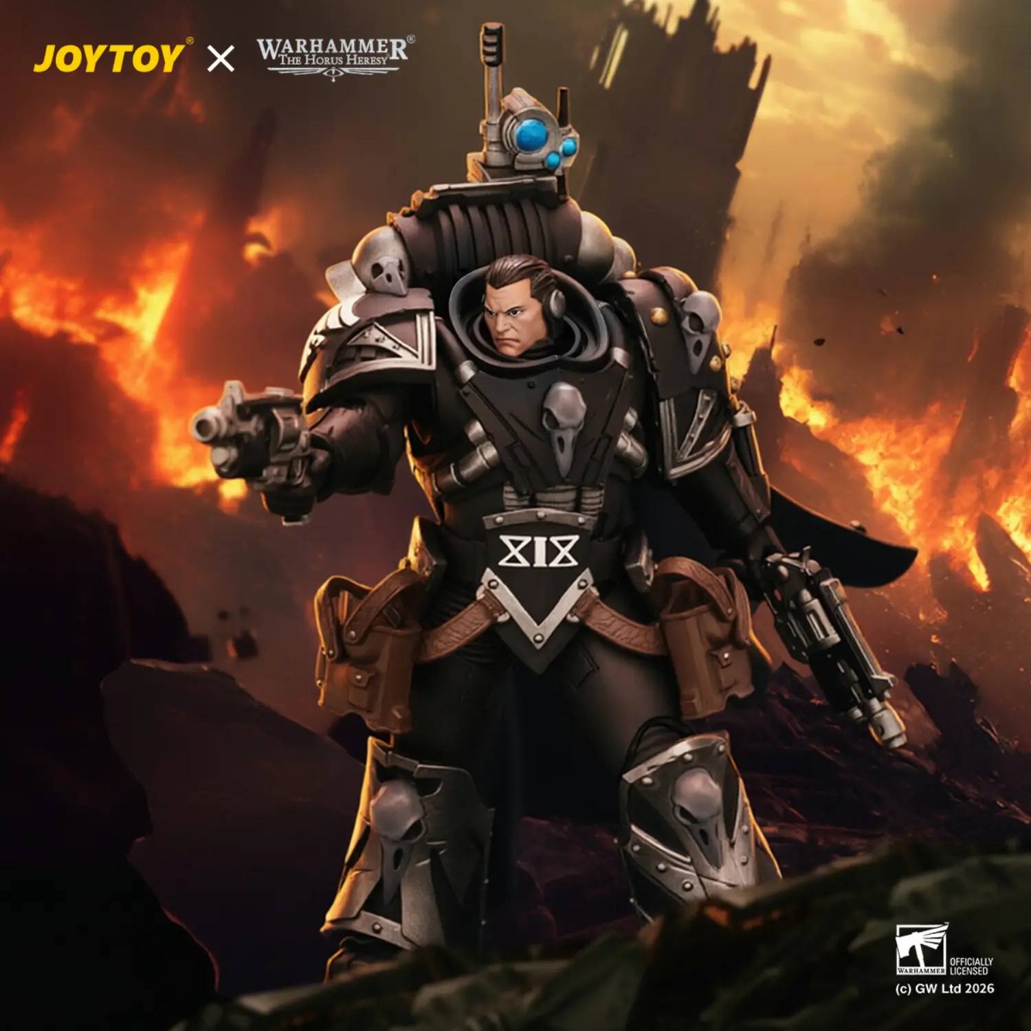 Action Figure - Raven Guard Kaedes Nex, the Blood Crow with Fulcrum hand cannons 1 18 - JOTYOY Warhammer The Horus Heresy in battlefield background Action Figure Raven Guard Kaedes Nex, The Blood Crow With Fulcrum Hand Cannons 1 18 Jotyoy Warhammer The Horus Heresy In Battlefield Background