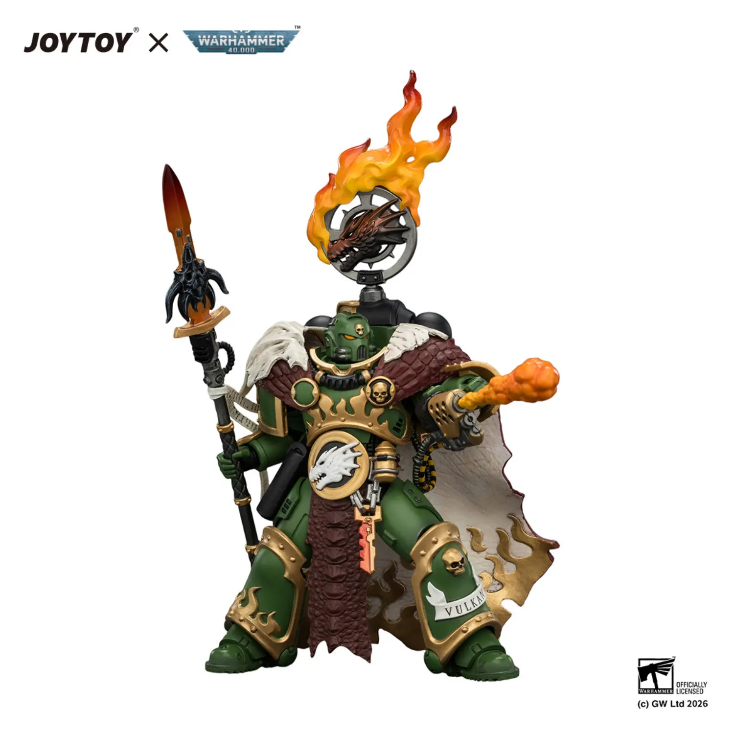 Action Figure - Salamanders Vulkan He'stan, the Forgefather with the Spear of Vulkan and the Gauntlet of the Forge 1 18 - JOYTOY Warhammer 40K in white background 3 Action Figure Salamanders Vulkan He'stan, The Forgefather With The Spear Of Vulkan And The Gauntlet Of The Forge 1 18 Joytoy Warhammer 40k In White Background 3