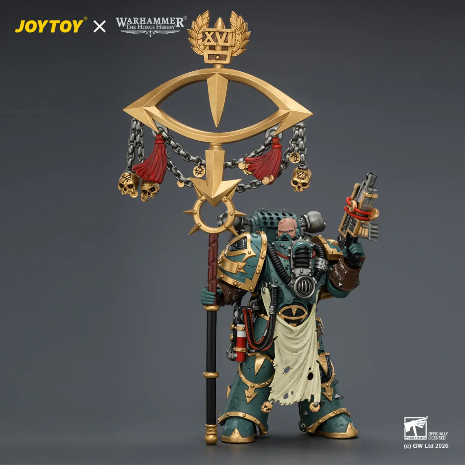 Action Figure Sons Of Horus Maloghurst The Twisted, The Warmaster's Equerry With Legion Standard And Banestrike Bolter 1 18 Jotyoy Warhammer The Horus Heresy