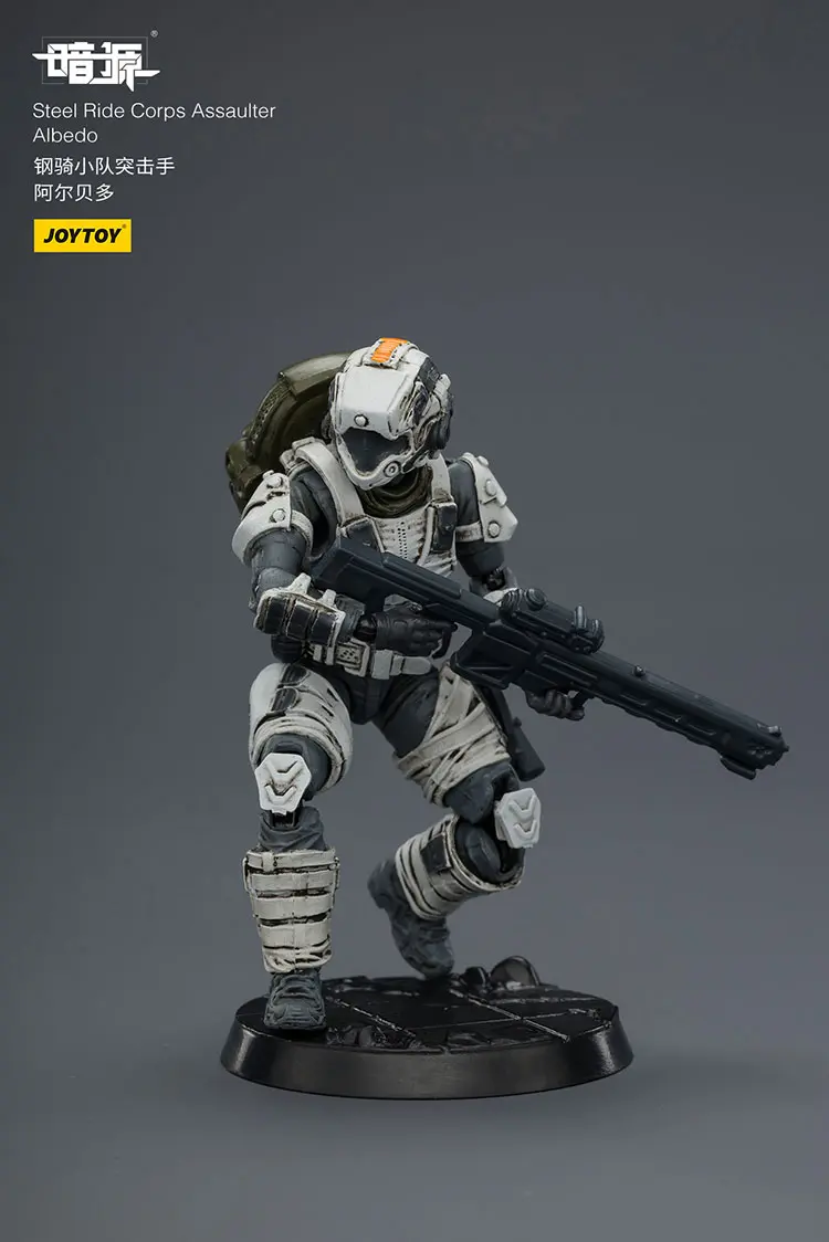 Action Figure - Steel Ride Corps Assaulter Albedo on display stand 1 25 - JOYTOY Dark Source rectangle image Action Figure Steel Ride Corps Assaulter Albedo On Display Stand 1 25 Joytoy Dark Source Rectangle Image