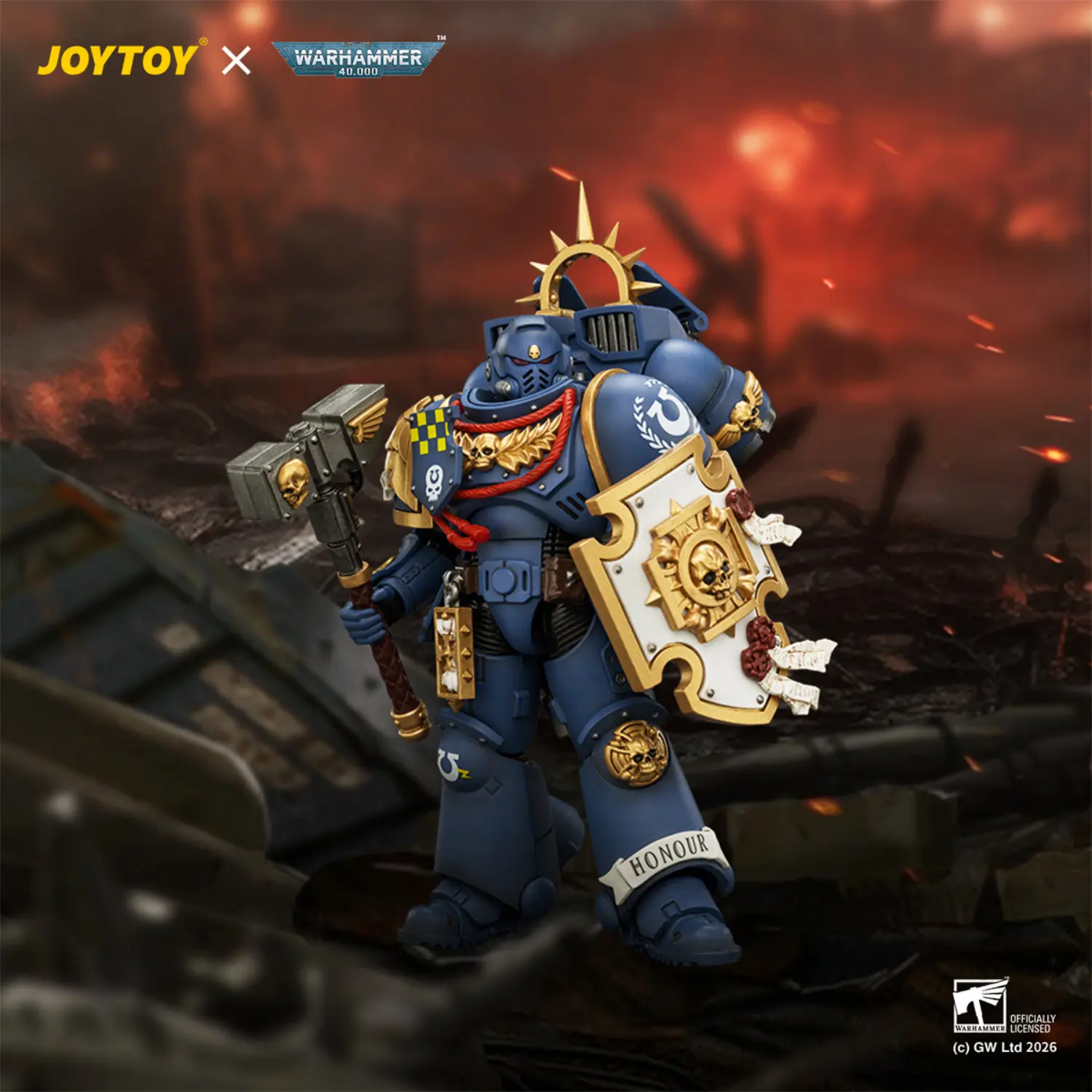 Action Figure - Ultramarines Captain with Jump Pack and Relic Shield 1 18 - JOYTOY Warhammer 40K in battlefield background Action Figure Ultramarines Captain With Jump Pack And Relic Shield 1 18 Joytoy Warhammer 40k In Battlefield Background