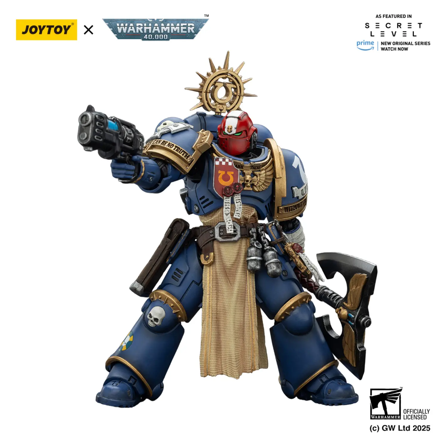 Action Figure - Ultramarines Metaurus with Power Axe, Stormshield and Plasma Pistol 1 18 - JOYTOY Warhammer 40K in white background 3 Action Figure Ultramarines Metaurus With Power Axe, Stormshield And Plasma Pistol 1 18 Joytoy Warhammer 40k In White Background 3