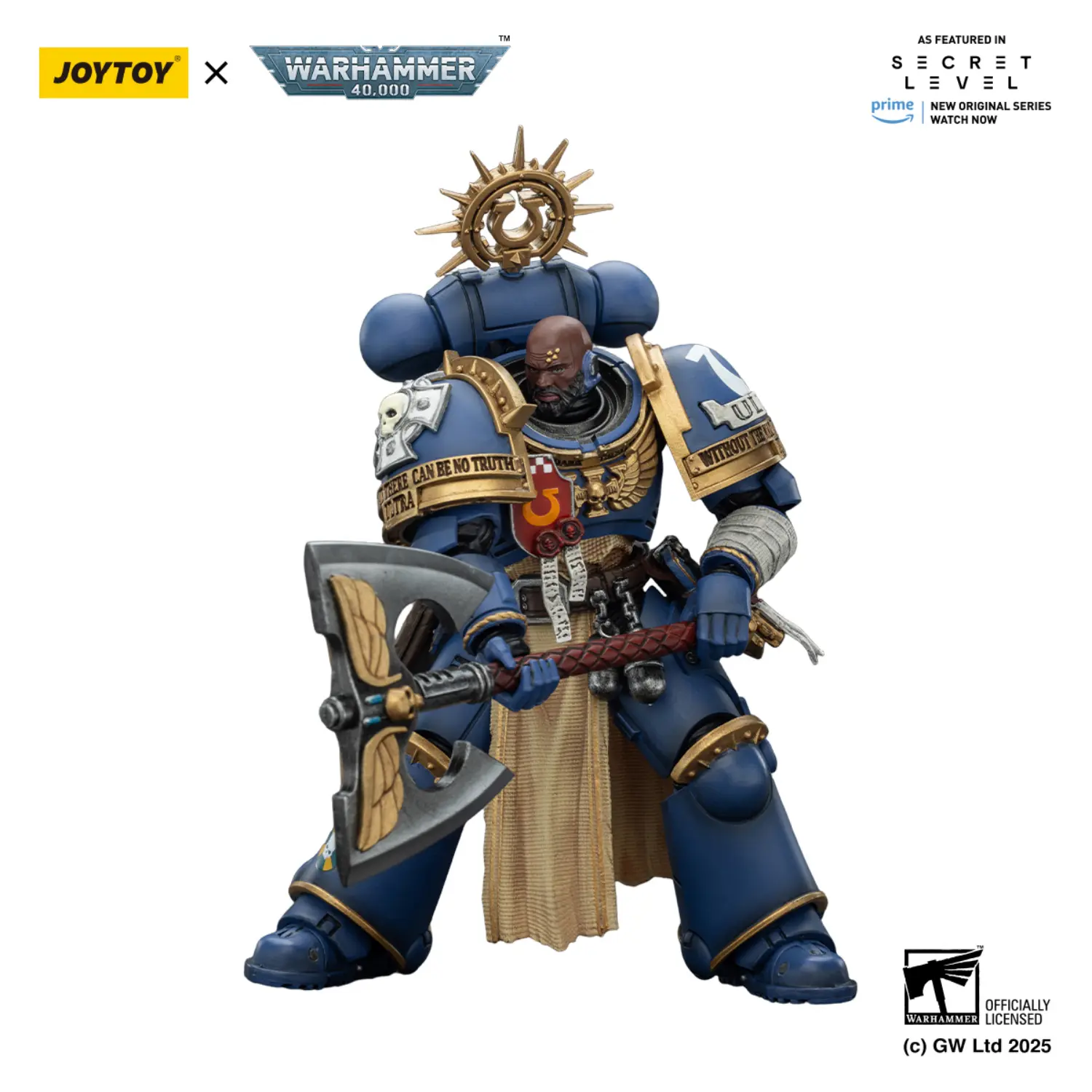 Action Figure - Ultramarines Metaurus with Power Axe, Stormshield and Plasma Pistol 1 18 - JOYTOY Warhammer 40K in white background 4 Action Figure Ultramarines Metaurus With Power Axe, Stormshield And Plasma Pistol 1 18 Joytoy Warhammer 40k In White Background 4
