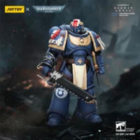 Action Figure Ultramarines Titus With Laurels Of Victory 1 18 Joytoy Warhammer 40k In Battlefield Background