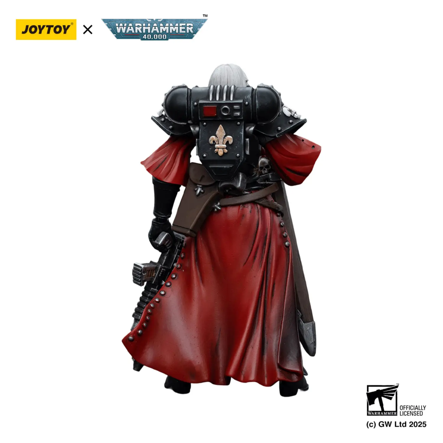 The Back Of Action Figure Adepta Sororitas Sister Superior Kassia 1 18 Joytoy Warhammer 40k In White Background