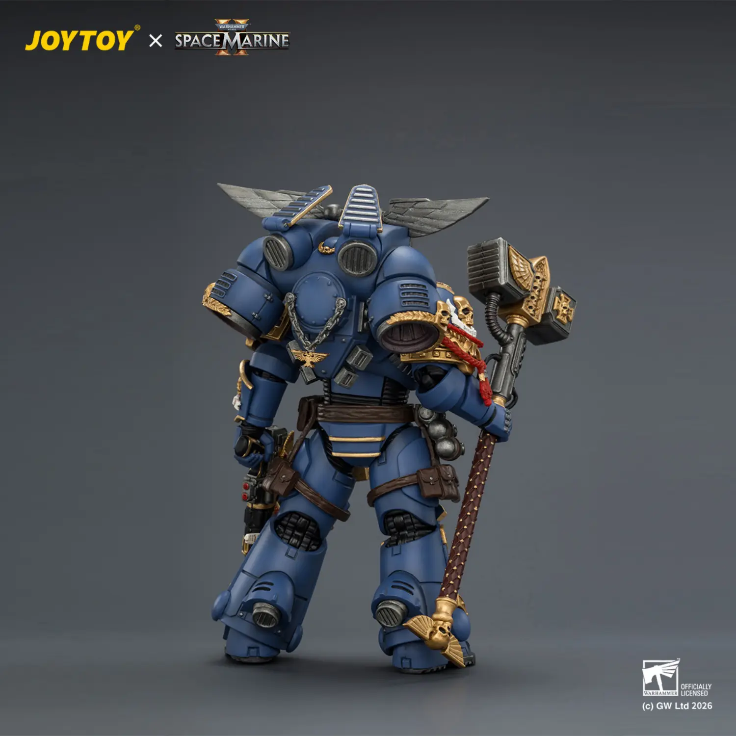 the back of Action Figure - Game Edition Ultramarines Assault Intercessor with Jump Pack, Thunderhammer and Neo-volkite Pistol 1 18 - JOYTOY Warhammer 40K The Back Of Action Figure Game Edition Ultramarines Assault Intercessor With Jump Pack, Thunderhammer And Neo Volkite Pistol 1 18 Joytoy Warhammer 40k