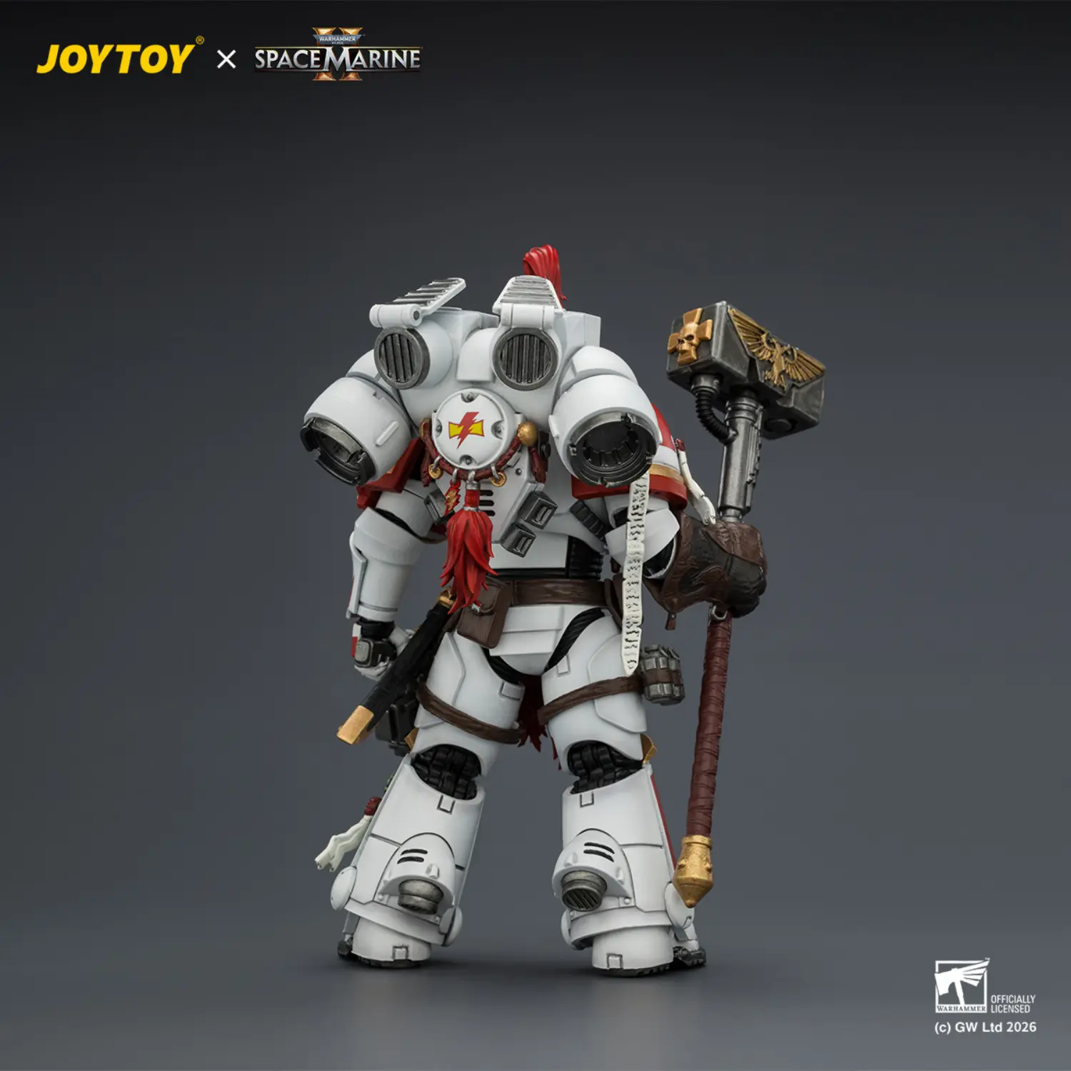 the back of Action Figure - Game Edition White Scars Assault Intercessor Champion with Thunder Hammer and Bolt Pistol 1 18 - JOYTOY Warhammer 40K The Back Of Action Figure Game Edition White Scars Assault Intercessor Champion With Thunder Hammer And Bolt Pistol 1 18 Joytoy Warhammer 40k