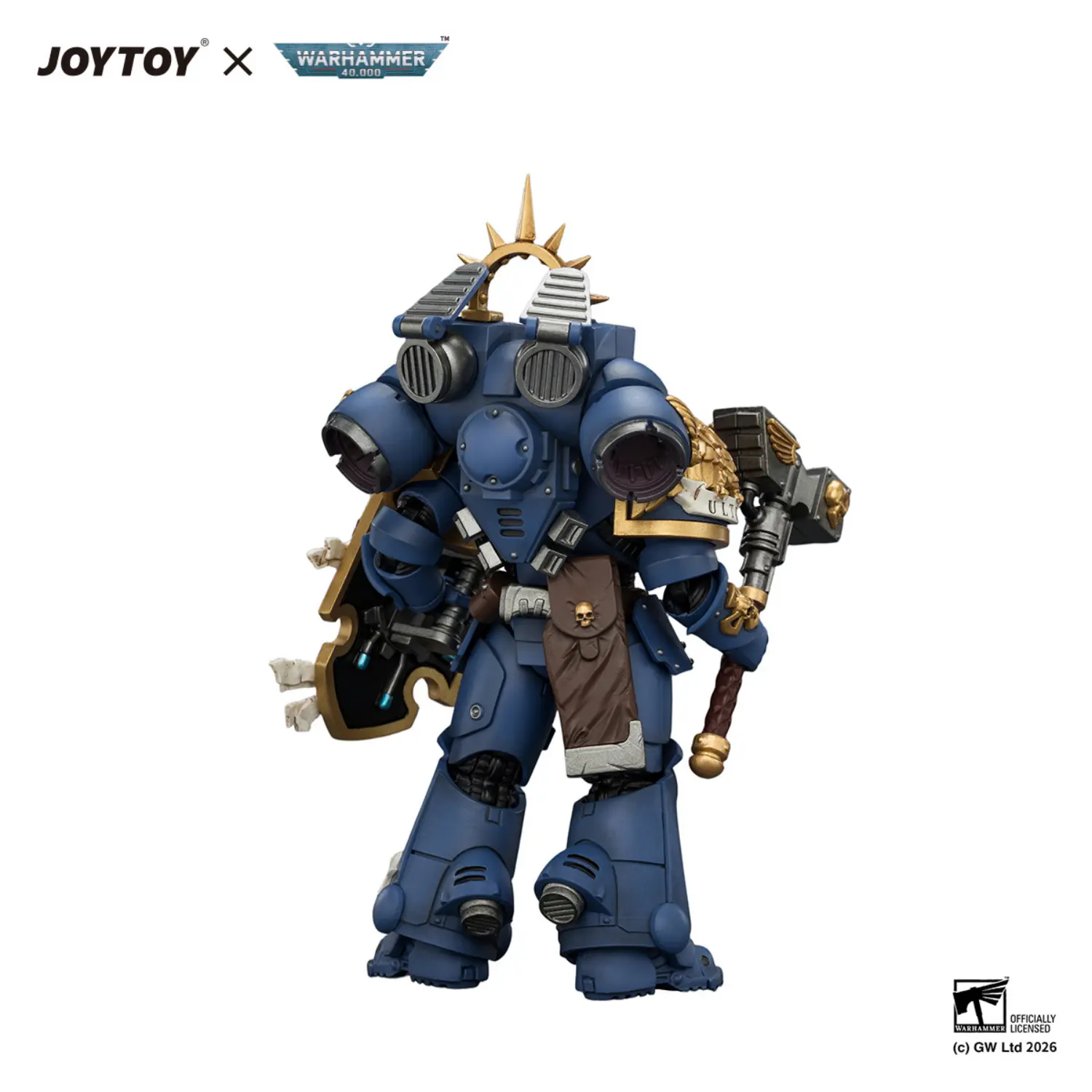 the back of Action Figure - Ultramarines Captain with Jump Pack and Relic Shield 1 18 - JOYTOY Warhammer 40K in white background The Back Of Action Figure Ultramarines Captain With Jump Pack And Relic Shield 1 18 Joytoy Warhammer 40k In White Background