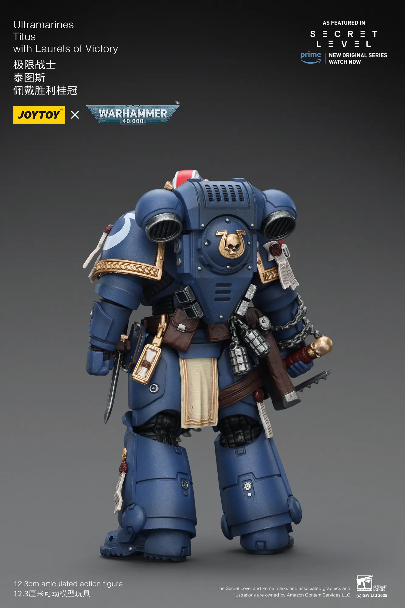 The Back Of Action Figure Ultramarines Titus With Laurels Of Victory 1 18 Joytoy Warhammer 40k Rectangle Image