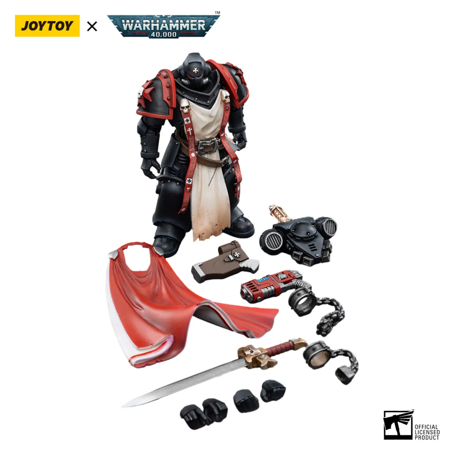 the parts of Action Figure - Black Templars Primaris Sword Brethren Eberwulf 1 18 - JOTYOY Warhammer 40K in white background The Parts Of Action Figure Black Templars Primaris Sword Brethren Eberwulf 1 18 Jotyoy Warhammer 40k In White Background