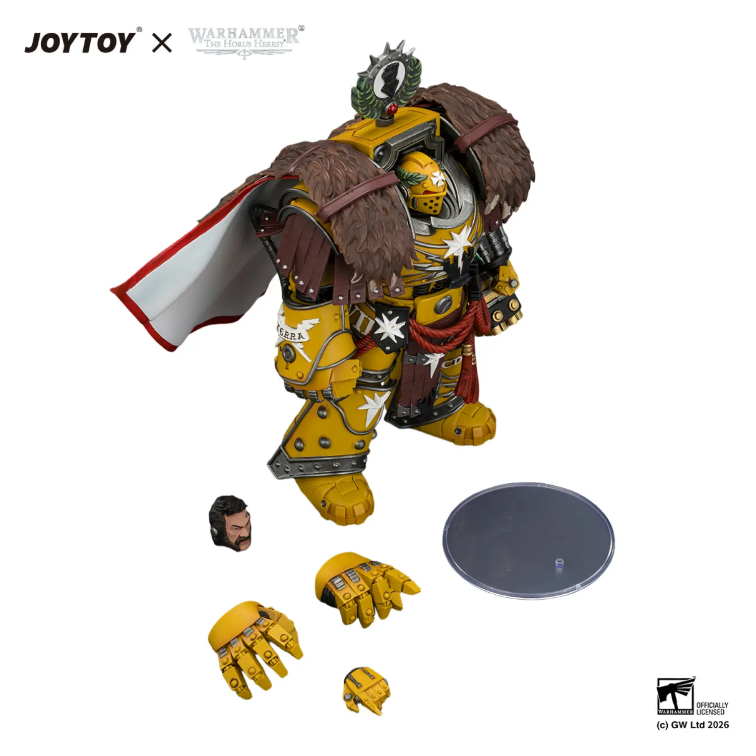 The Parts Of Action Figure Imperial Fists Lord Castellan Evander Garrius, The Tyrant Of Cthonia With The Subjugator And Incineratus 1 18 Jotyoy Warhammer The Horus Heresy And 40k