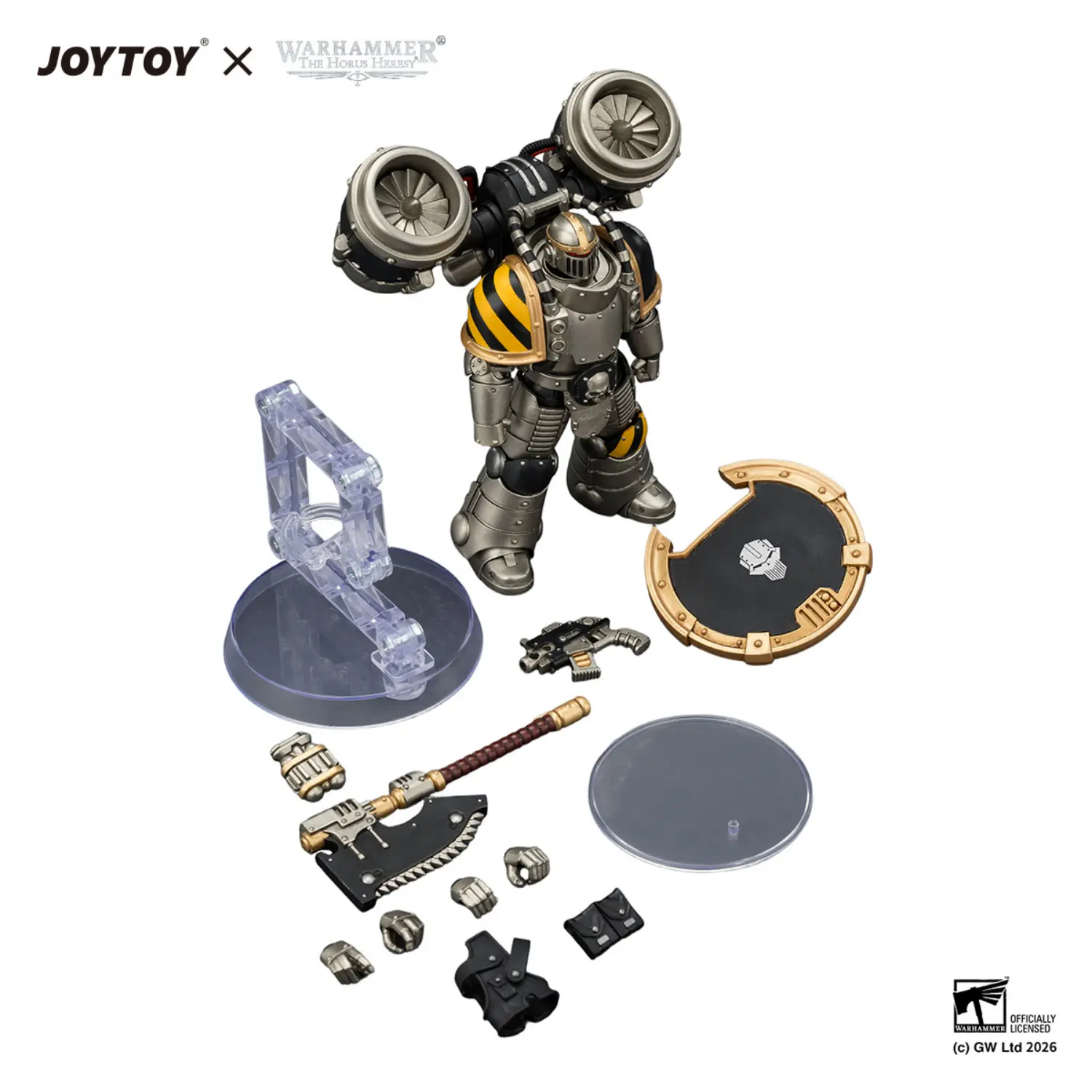 the parts of Action Figure - Iron Warriors MKII Assault Legionary 1 with Bolt pistol, Chain axe & Combat shield 1 18 - JOTYOY Warhammer The Horus Heresy in white backgrond The Parts Of Action Figure Iron Warriors Mkii Assault Legionary 1 With Bolt Pistol, Chain Axe & Combat Shield 1 18 Jotyoy Warhammer The Horus Heresy In White Backgrond