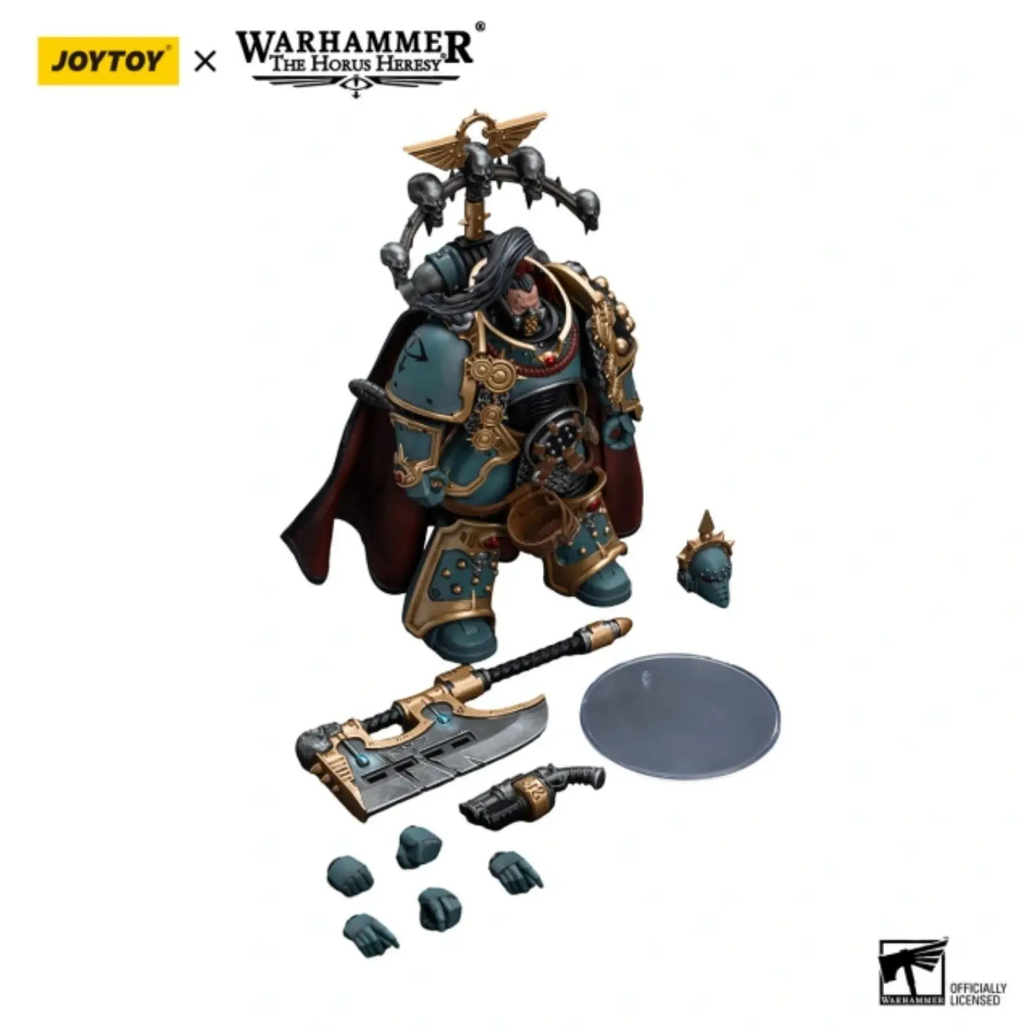 The Parts Of Action Figure Sons Of Horus Legion Praetor With Power Axe 1 18 Jotyoy Warhammer The Horus Heresy In White Background