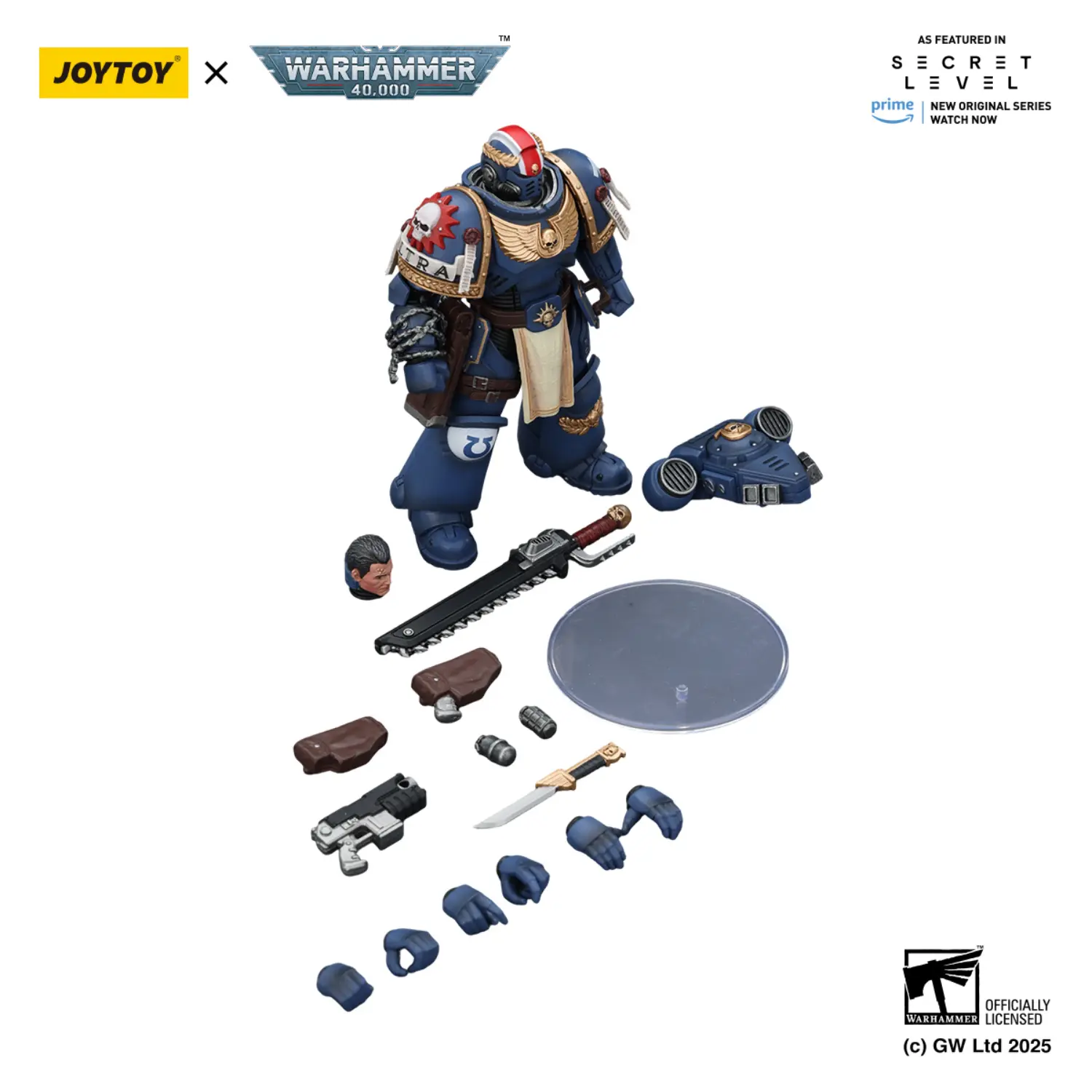The Parts Of Action Figure Ultramarines Titus With Laurels Of Victory 1 18 Joytoy Warhammer 40k In White Background