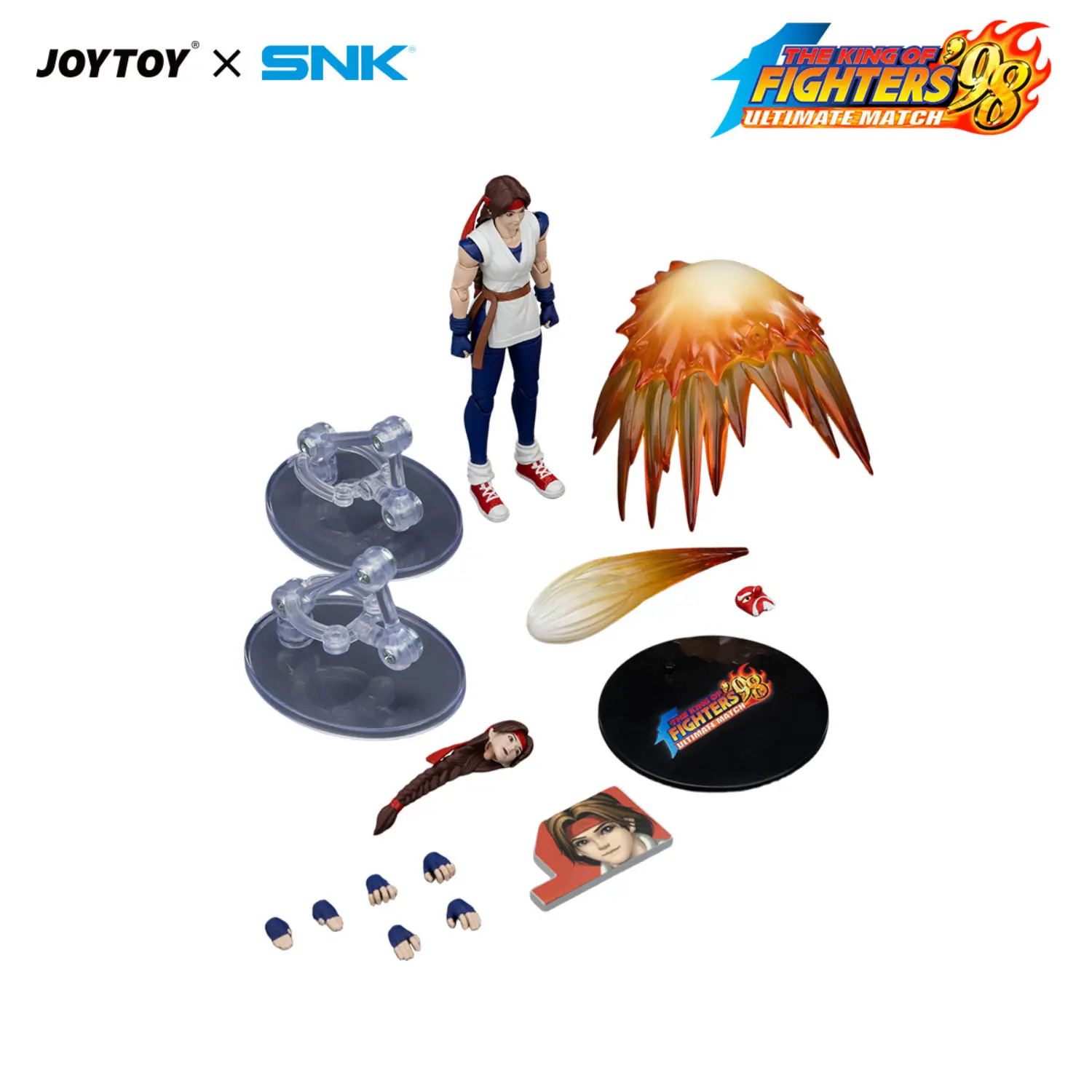 The Parts Of Action Figure Yuri Sakazaki Kof '98 Um Art Of Fighting Team Snk 1 18 Joytoy The King Of Fighters In White Background