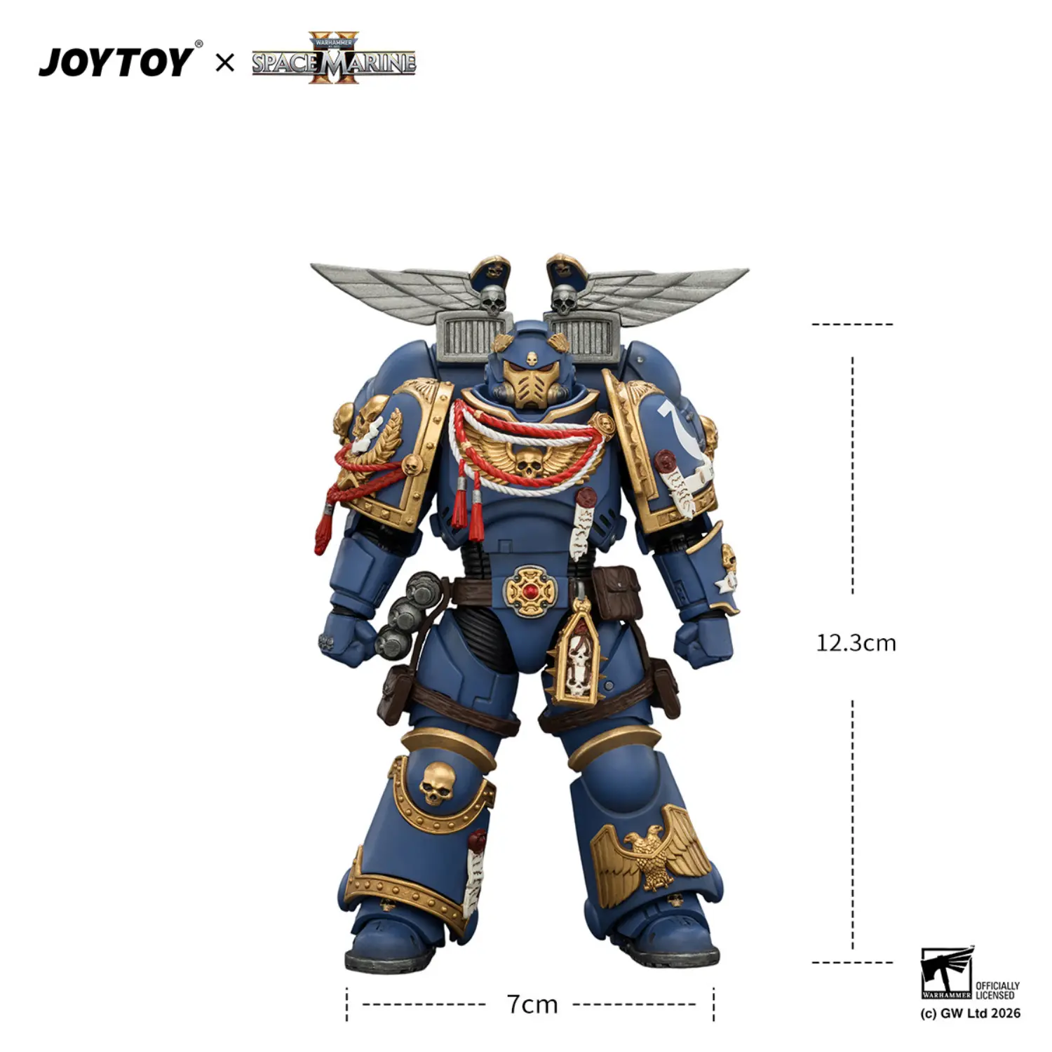 the size of Action Figure - Game Edition Ultramarines Assault Intercessor with Jump Pack, Thunderhammer and Neo-volkite Pistol 1 18 - JOYTOY Warhammer 40K in white background The Size Of Action Figure Game Edition Ultramarines Assault Intercessor With Jump Pack, Thunderhammer And Neo Volkite Pistol 1 18 Joytoy Warhammer 40k In White Background