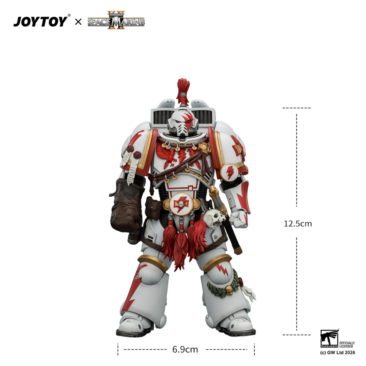 the size of Action Figure - Game Edition White Scars Assault Intercessor Champion with Thunder Hammer and Bolt Pistol 1 18 - JOYTOY Warhammer 40K in white background The Size Of Action Figure Game Edition White Scars Assault Intercessor Champion With Thunder Hammer And Bolt Pistol 1 18 Joytoy Warhammer 40k In White Background