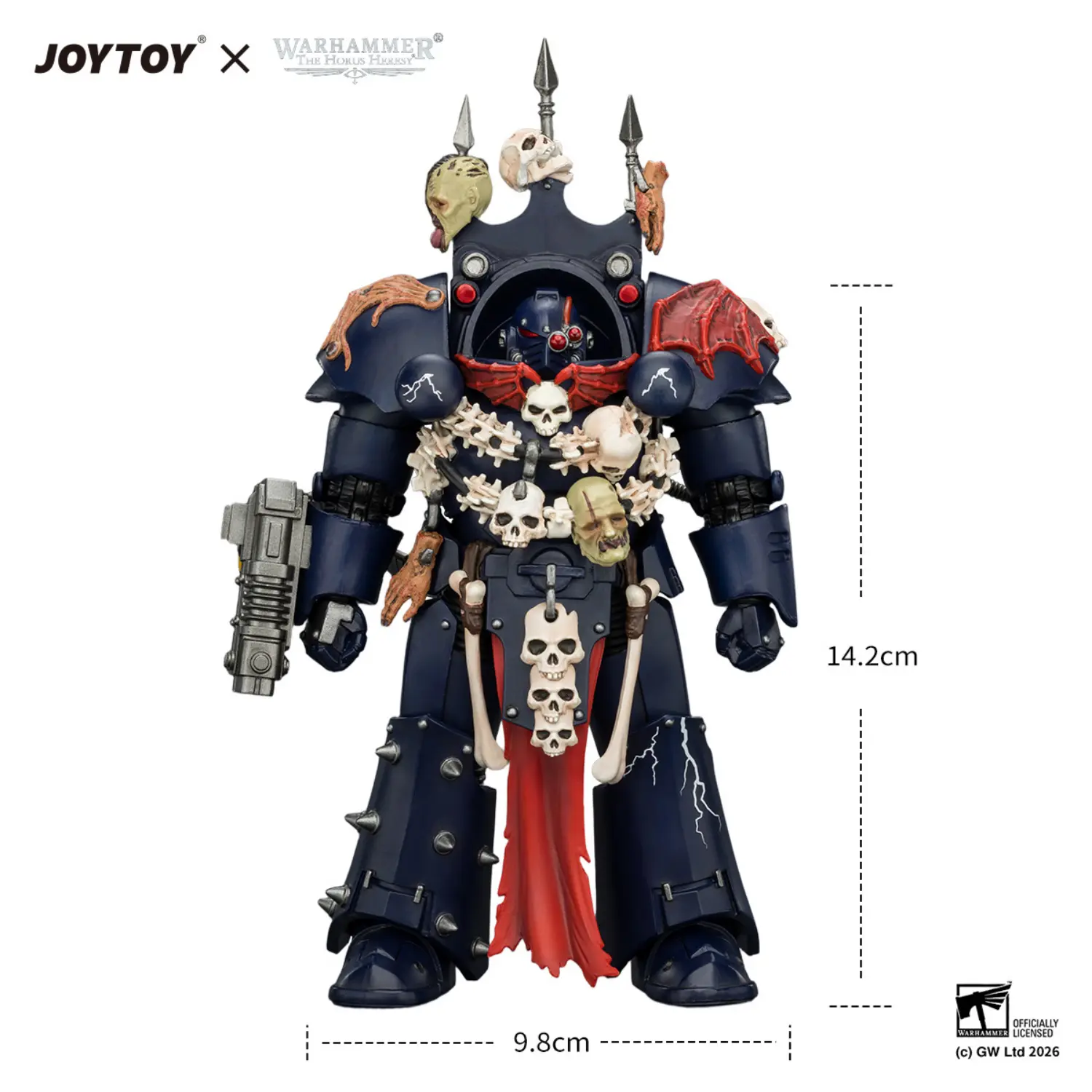 The Size Of Action Figure Night Lords Legion Praetor In Tartaros Terminator Armour 1 18 Jotyoy Warhammer The Horus Heresy In White Background