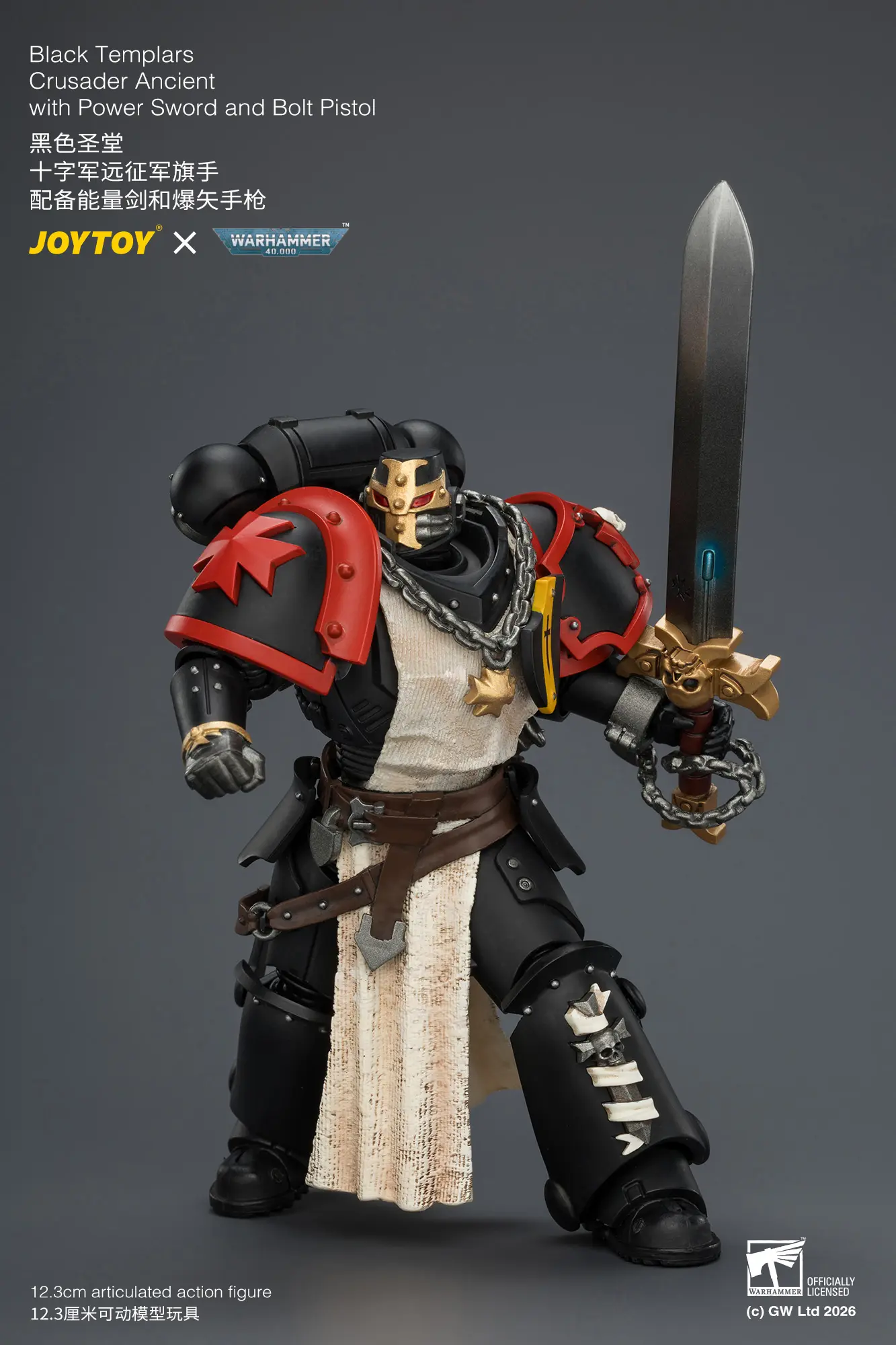 Action Figure - Black Templars Crusader Ancient with Power Sword and Bolt Pistol 1 18 - JOYTOY Warhammer 40K rectangle image 8 Action Figure Black Templars Crusader Ancient With Power Sword And Bolt Pistol 1 18 Joytoy Warhammer 40k Rectangle Image 8