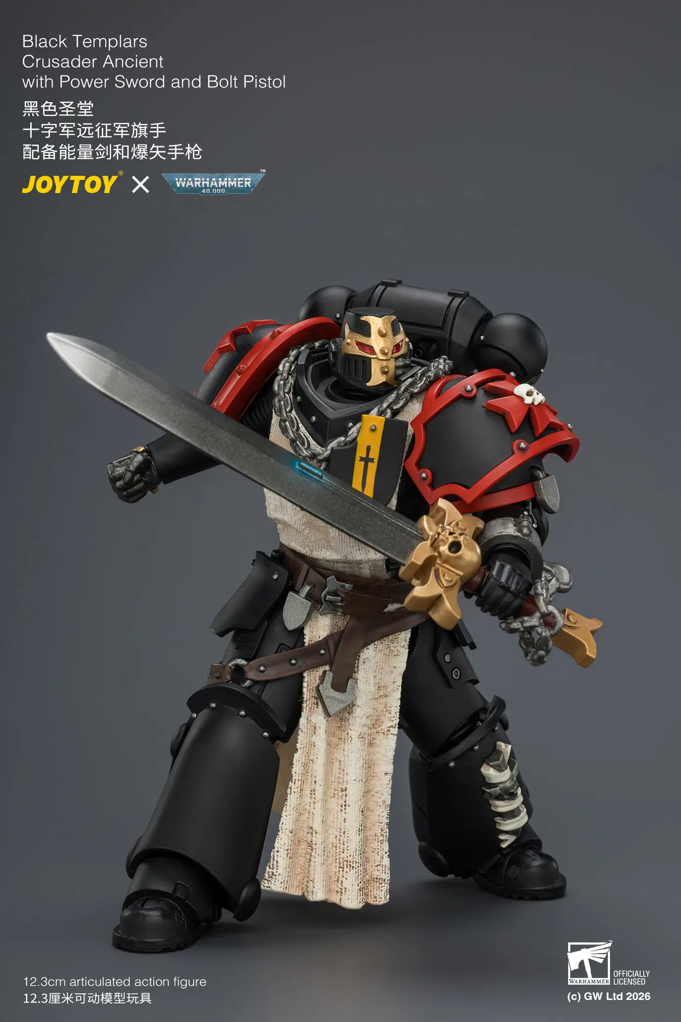 Action Figure - Black Templars Crusader Ancient with Power Sword and Bolt Pistol 1 18 - JOYTOY Warhammer 40K rectangle image 9 Action Figure Black Templars Crusader Ancient With Power Sword And Bolt Pistol 1 18 Joytoy Warhammer 40k Rectangle Image 9