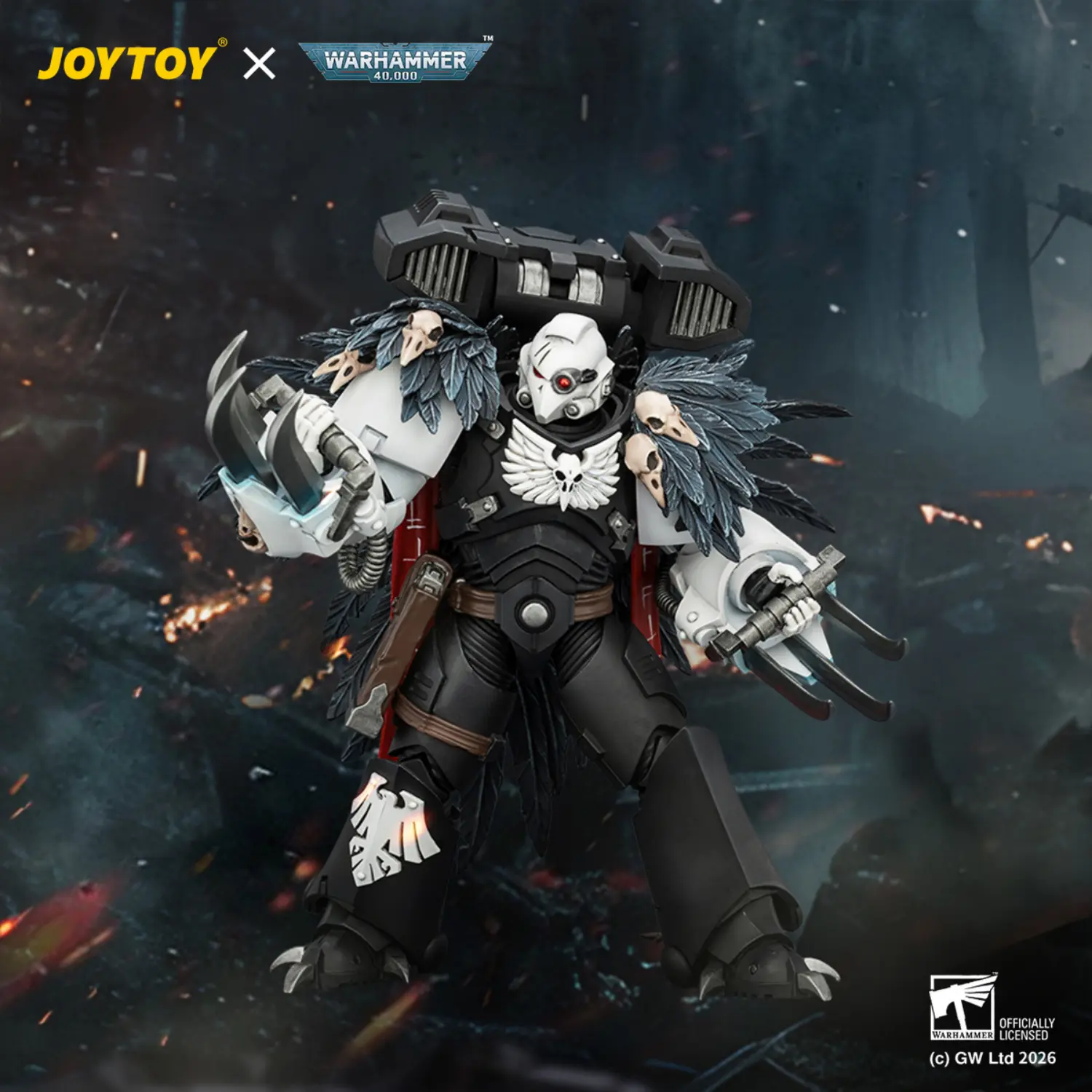 Action Figure - Raven Guard Chapter Master Aethon Shaan with Claws of Severax 1 18 - JOYTOY Warhammer 40K in dark blue battlefiled background Action Figure Raven Guard Chapter Master Aethon Shaan With Claws Of Severax 1 18 Joytoy Warhammer 40k In Dark Blue Battlefiled Background