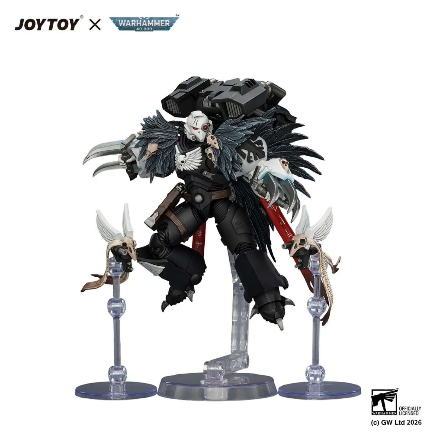 Action Figure - Raven Guard Chapter Master Aethon Shaan with Claws of Severax 1 18 - JOYTOY Warhammer 40K in white background on display stand Action Figure Raven Guard Chapter Master Aethon Shaan With Claws Of Severax 1 18 Joytoy Warhammer 40k In White Background On Display Stand