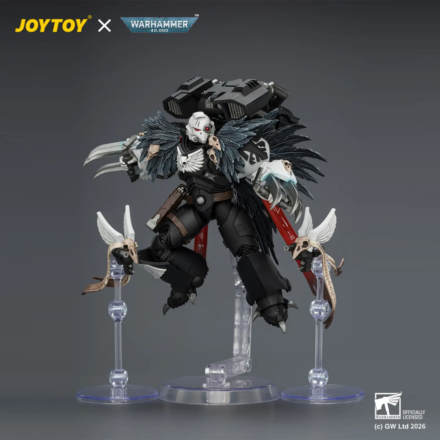 Action Figure - Raven Guard Chapter Master Aethon Shaan with Claws of Severax 1 18 - JOYTOY Warhammer 40K on display stand Action Figure Raven Guard Chapter Master Aethon Shaan With Claws Of Severax 1 18 Joytoy Warhammer 40k On Display Stand