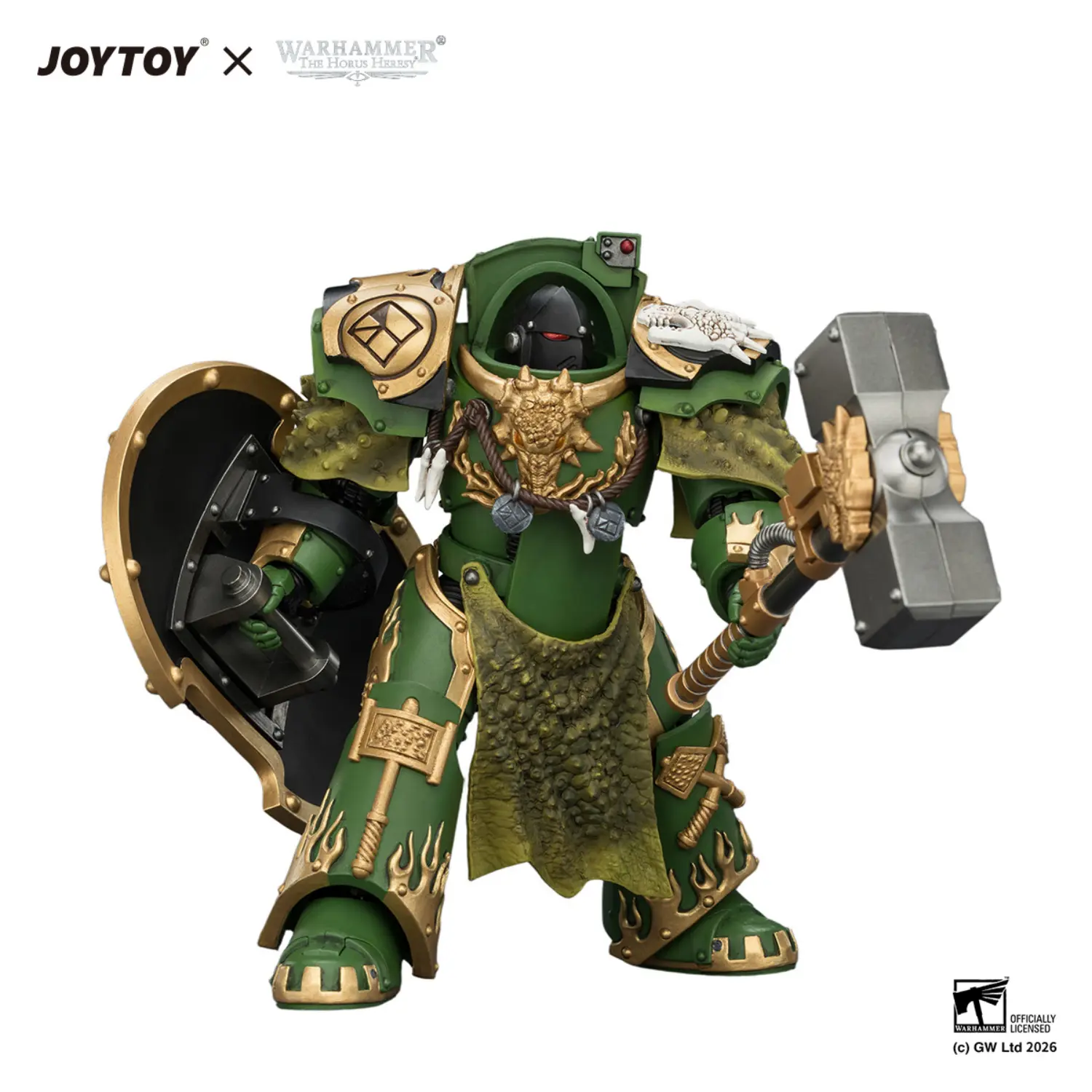 Action Figure Salamanders Firedrake Terminator 2 With Thunder Hammer And Dragonscale Storm Shield 1 18 Jotyoy Warhammer The Horus Heresy In White Background 4