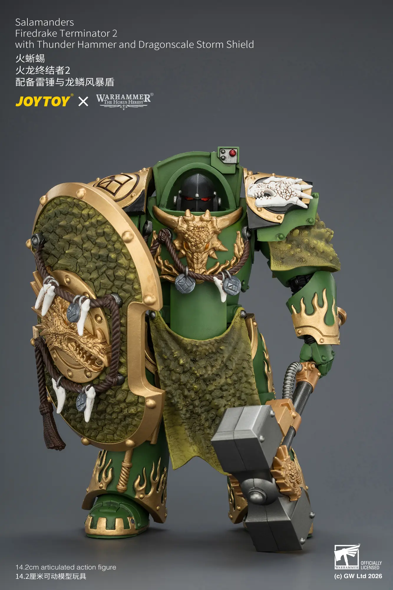 Action Figure Salamanders Firedrake Terminator 2 With Thunder Hammer And Dragonscale Storm Shield 1 18 Jotyoy Warhammer The Horus Heresy Rectangle Image 2