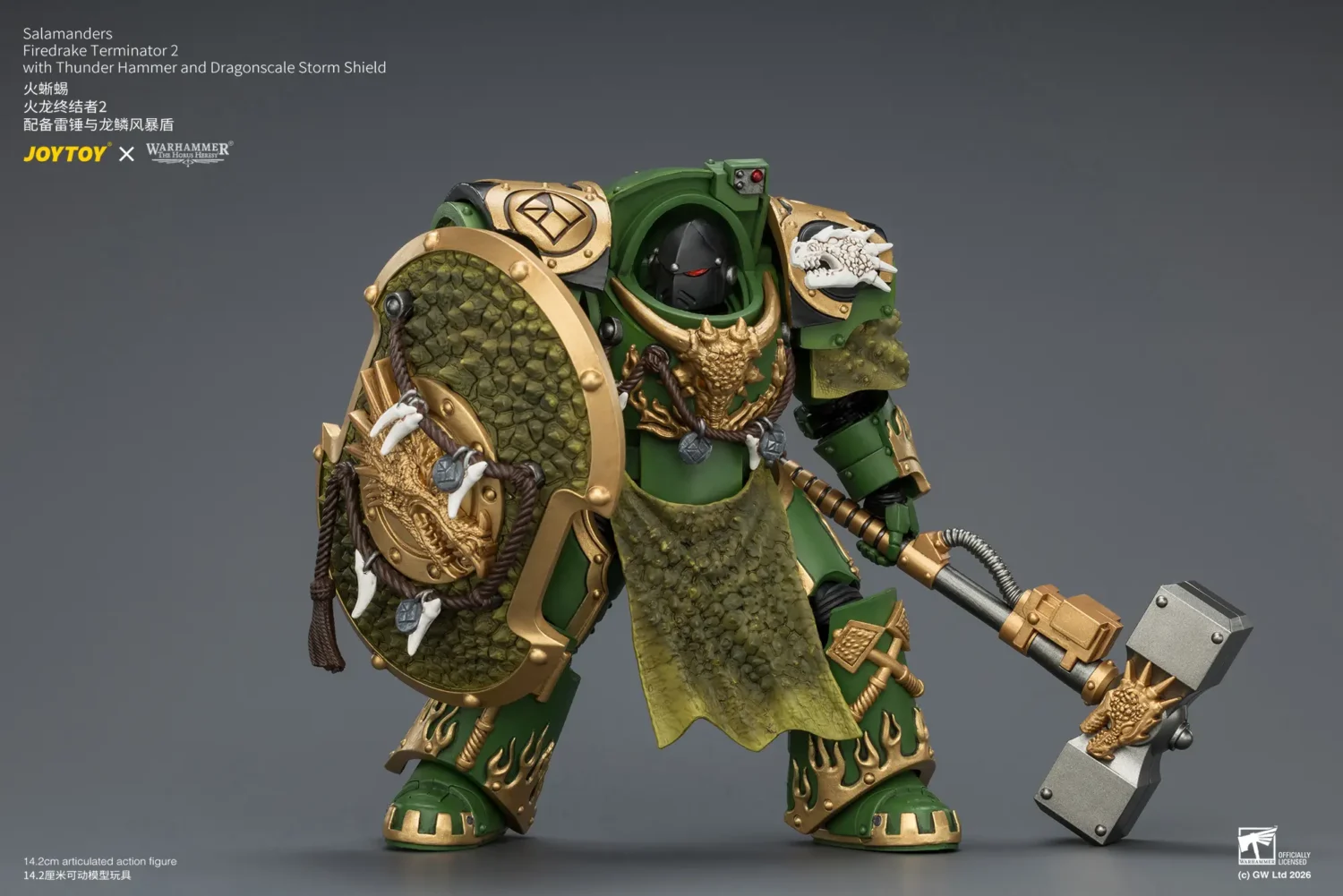 Action Figure Salamanders Firedrake Terminator 2 With Thunder Hammer And Dragonscale Storm Shield 1 18 Jotyoy Warhammer The Horus Heresy Rectangle Image 5