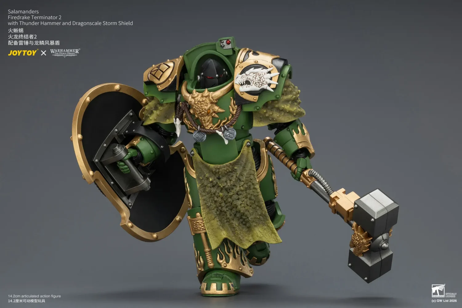 Action Figure Salamanders Firedrake Terminator 2 With Thunder Hammer And Dragonscale Storm Shield 1 18 Jotyoy Warhammer The Horus Heresy Rectangle Image 6