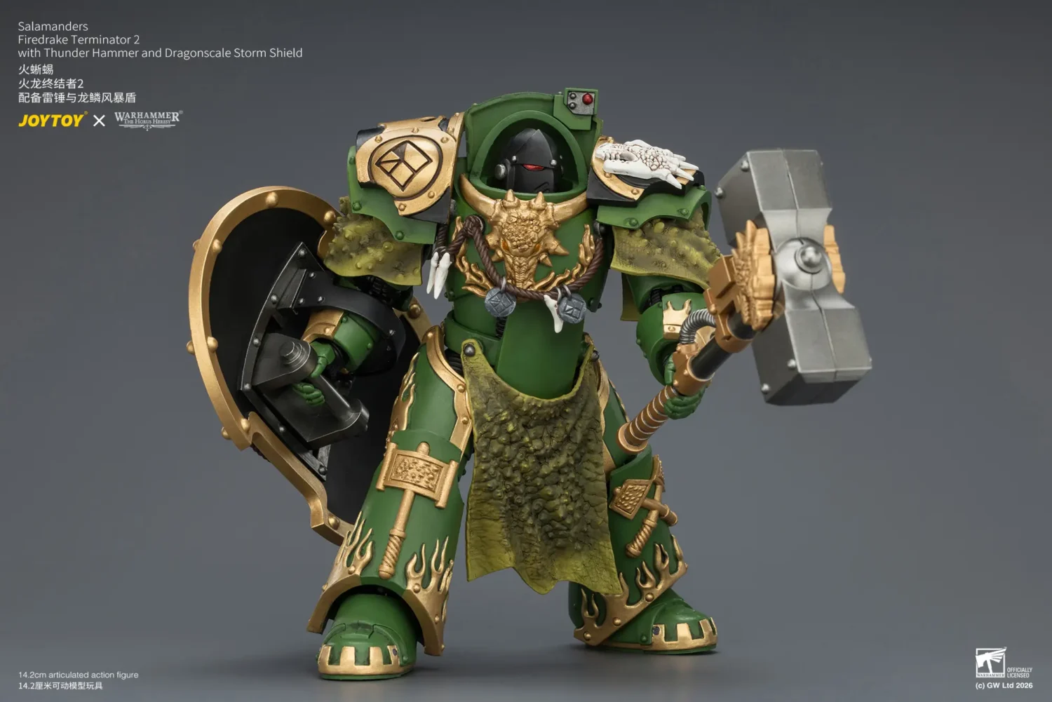 Action Figure Salamanders Firedrake Terminator 2 With Thunder Hammer And Dragonscale Storm Shield 1 18 Jotyoy Warhammer The Horus Heresy Rectangle Image 8
