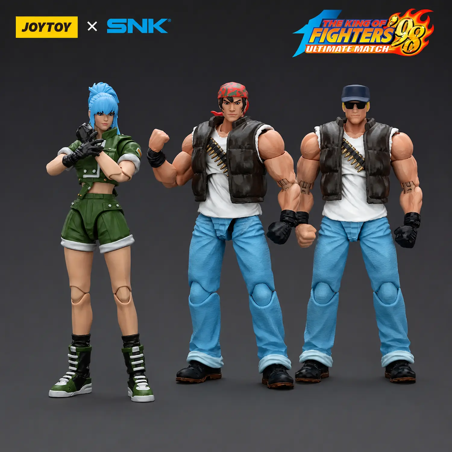 Action Figure - Warriors Team (Leona, Ralf, Clark) KOF '98 UM Ikari SNK 1 18 - JOYTOY The King of Fighters Action Figure Warriors Team (leona, Ralf, Clark) Kof '98 Um Ikari Snk 1 18 Joytoy The King Of Fighters