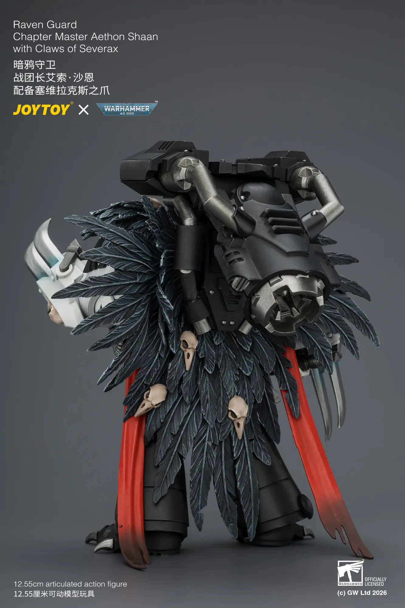 the back of Action Figure - Raven Guard Chapter Master Aethon Shaan with Claws of Severax 1 18 - JOYTOY Warhammer 40K rectangle image The Back Of Action Figure Raven Guard Chapter Master Aethon Shaan With Claws Of Severax 1 18 Joytoy Warhammer 40k Rectangle Image